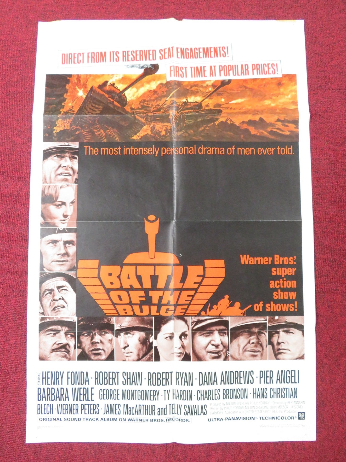 BATTLE OF THE BULGE FOLDED US ONE SHEET POSTER HENRY FONDA ROBERT SHAW 1966 Rendezvous Cinema Movie posters