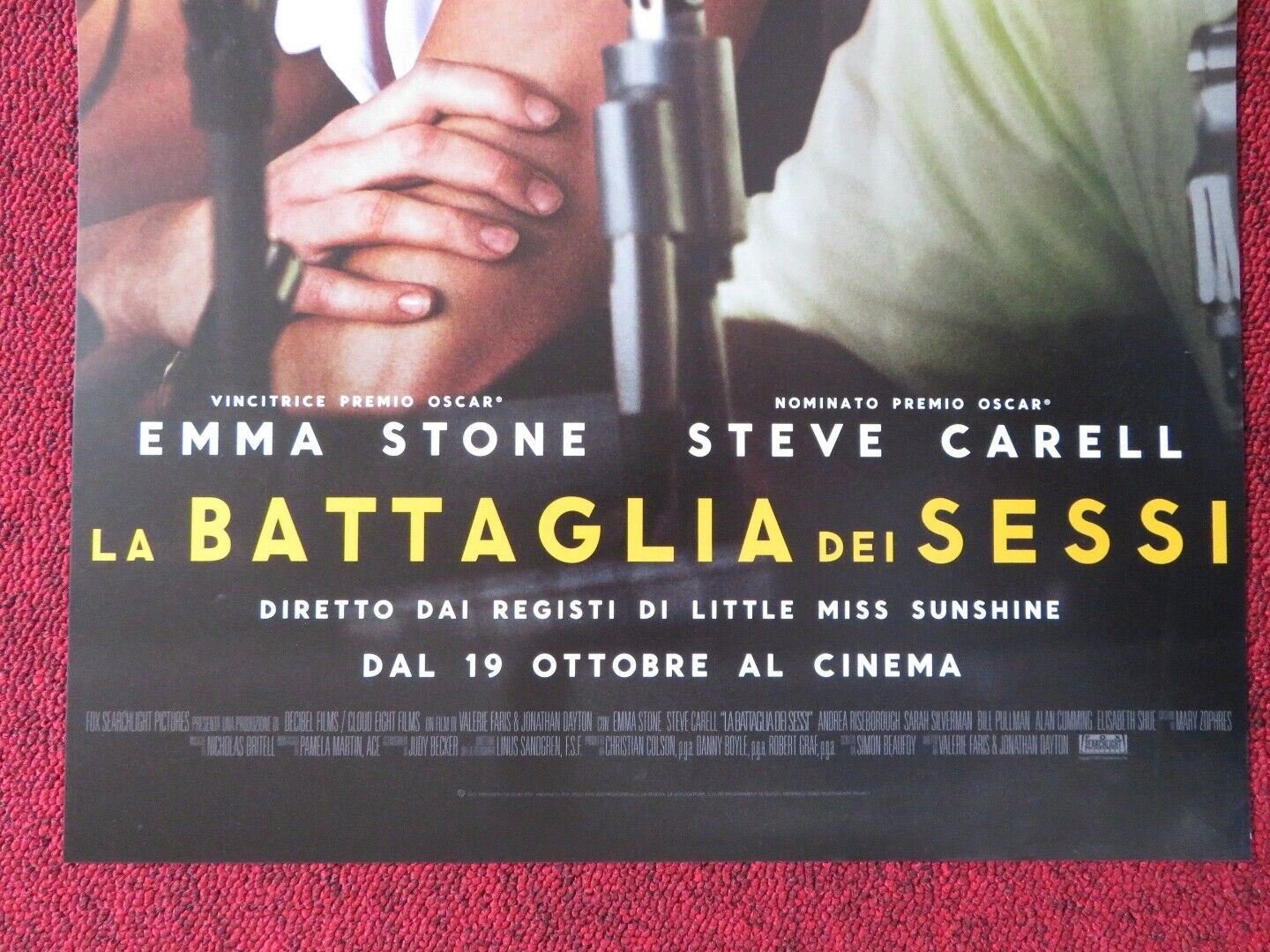 BATTLE OF THE SEXES ITALIAN LOCANDINA (27"x13") POSTER EMMA STONE 2017 - Rendezvous Cinema