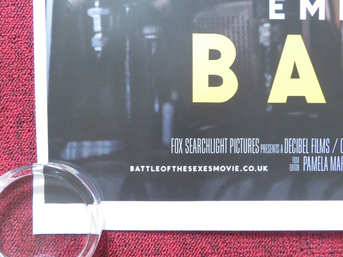 BATTLE OF THE SEXES UK QUAD ROLLED POSTER EMMA STONE STEVE CARELL 2017 Rendezvous Cinema Movie posters