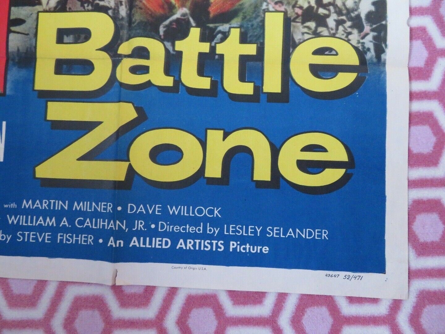 BATTLE ZONE US ONE SHEET POSTER JOHN HODIAK STEPHEN MCNALLY 1952 - Rendezvous Cinema