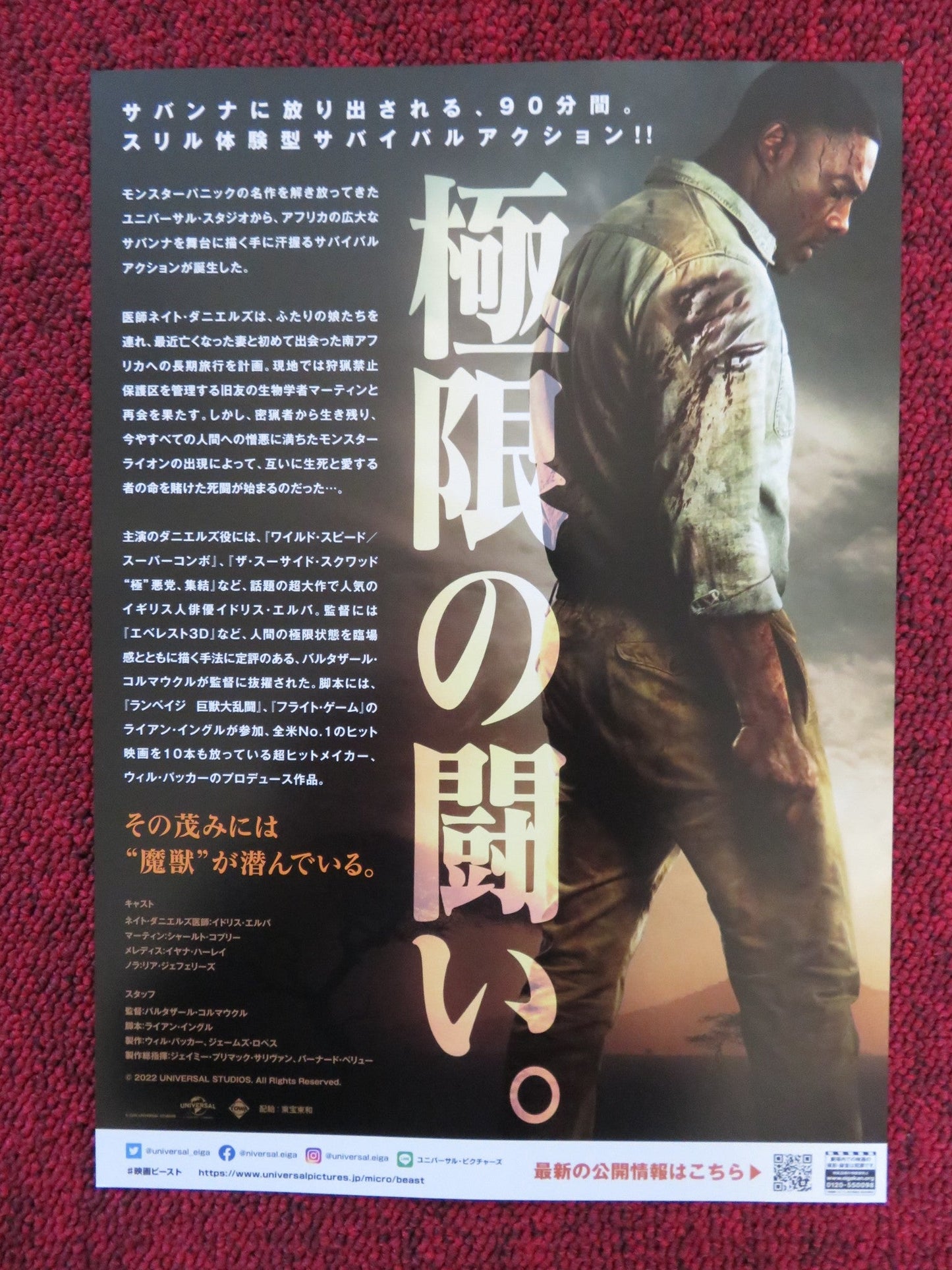 BEAST JAPANESE CHIRASHI (B5) POSTER IDRIS ELBA MARTIN MUNRO 2022 Rendezvous Cinema Movie posters