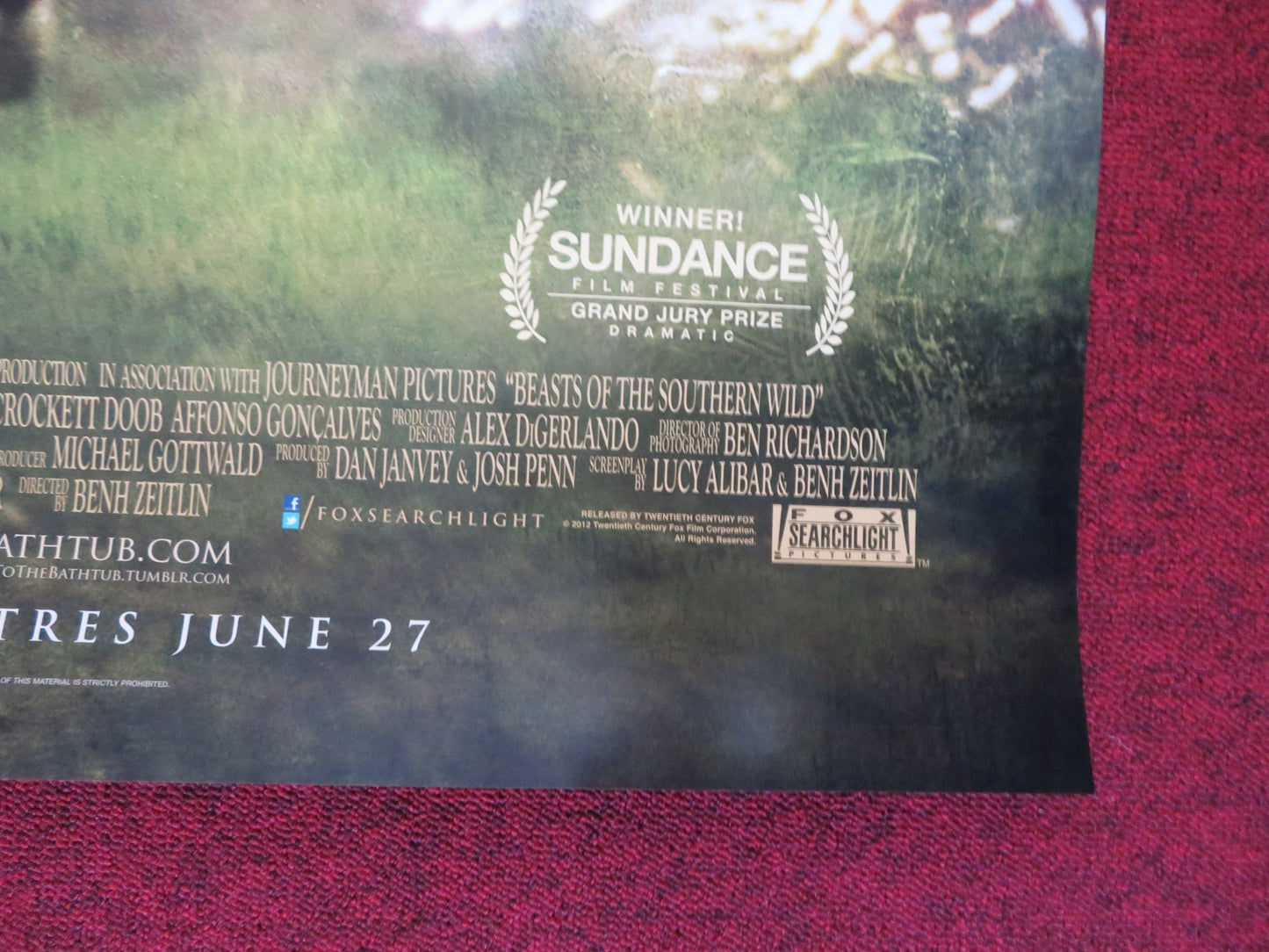 BEASTS OF THE SOUTHERN WILD US ONE SHEET ROLLED POSTER QUVENZHANE WALLIS 2012 Rendezvous Cinema Movie posters