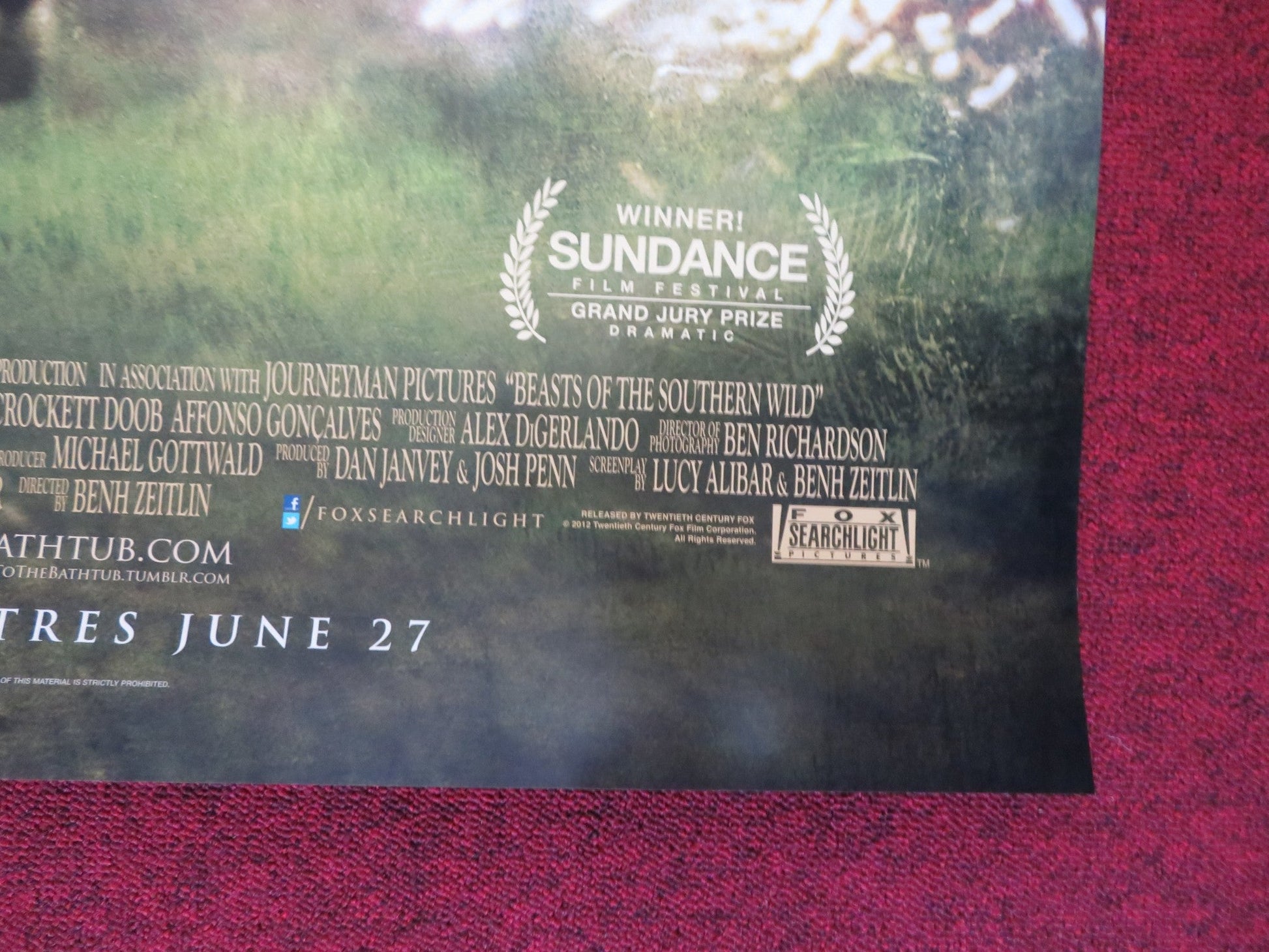 BEASTS OF THE SOUTHERN WILD US ONE SHEET ROLLED POSTER QUVENZHANE WALLIS 2012 Rendezvous Cinema Movie posters