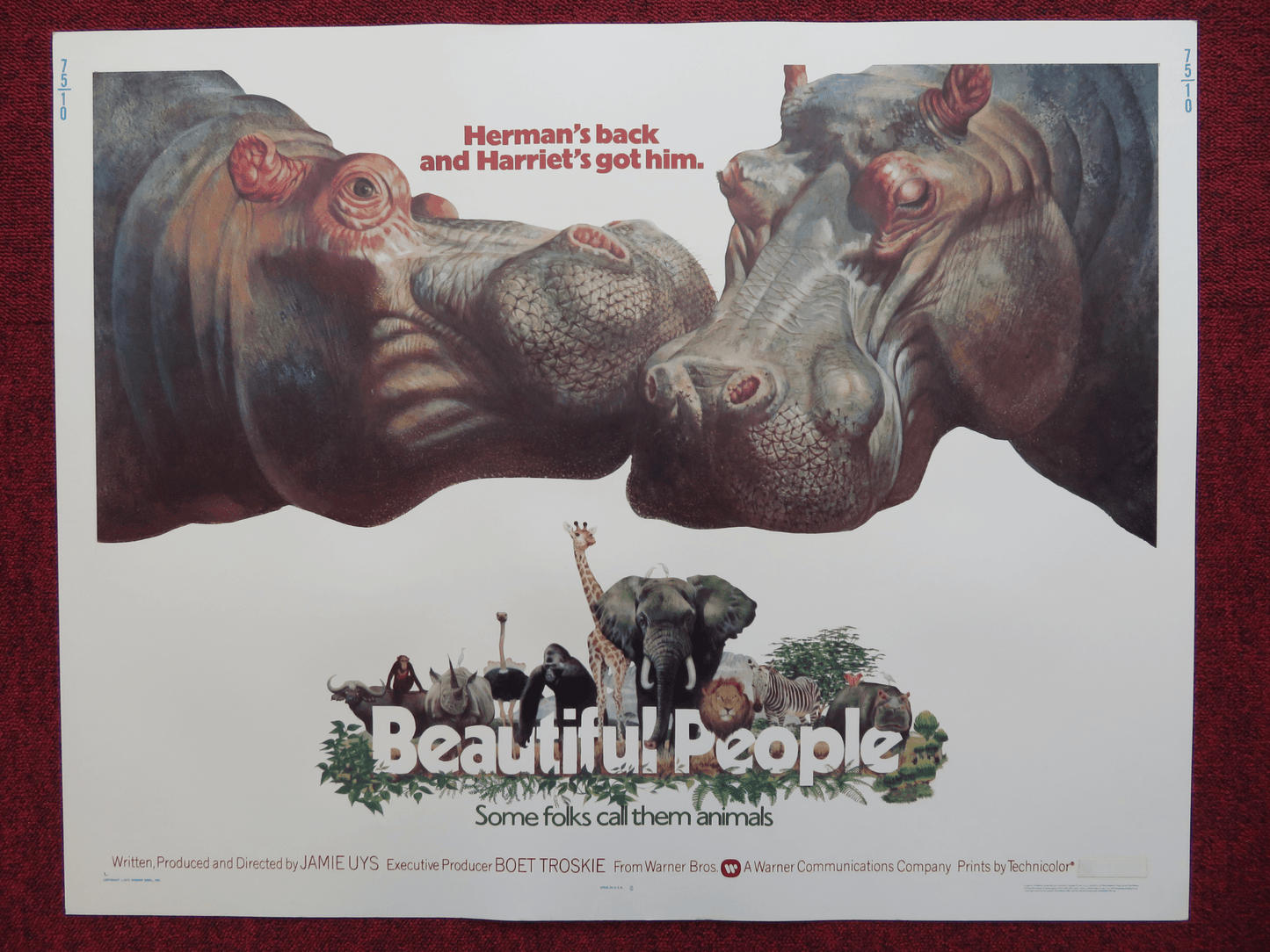 BEAUTIFUL PEOPLE US HALF SHEET (22"x 28") POSTER PADDY O'BYRNE JAMIE UYS 1974 Rendezvous Cinema Movie posters