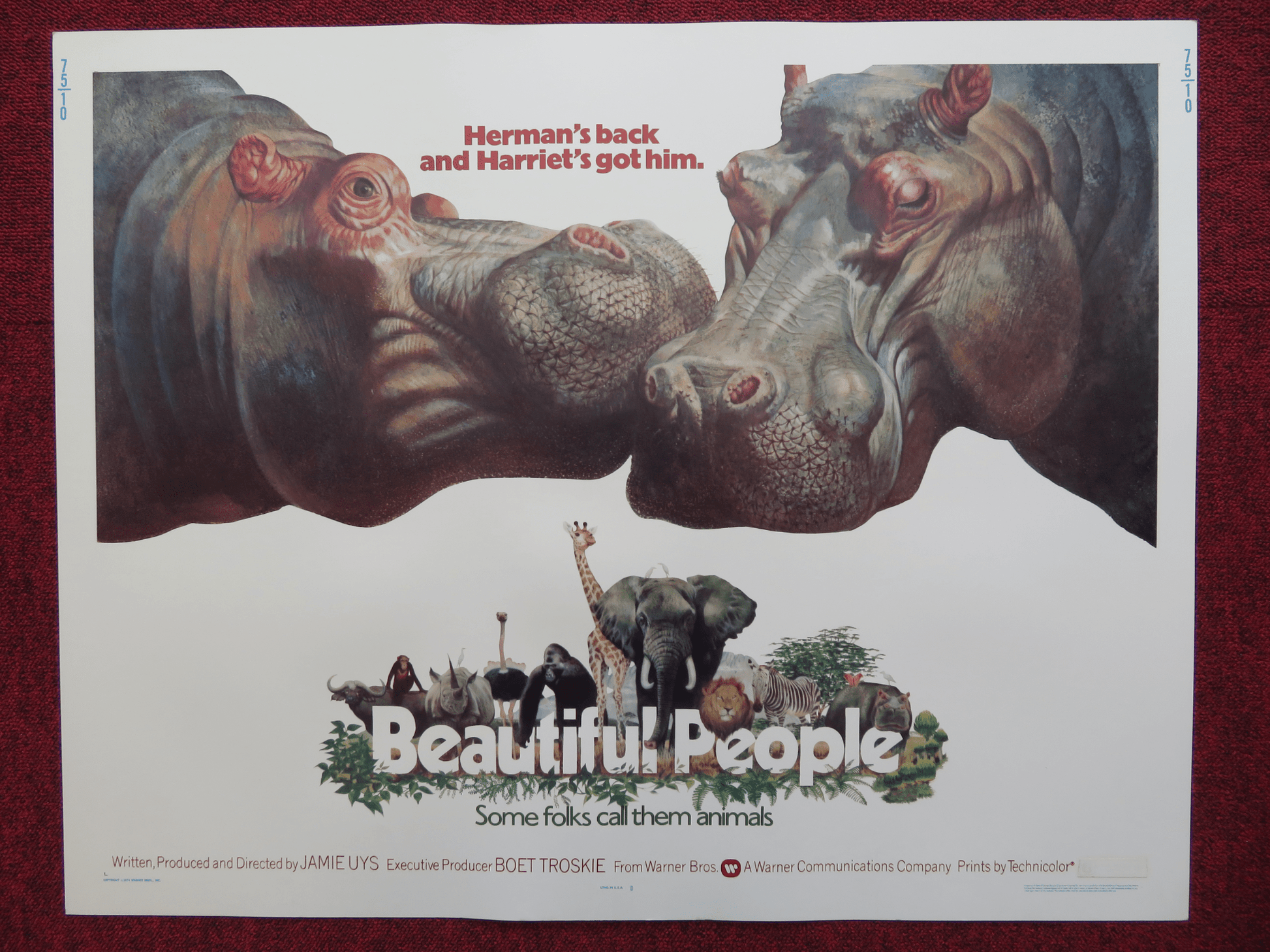 BEAUTIFUL PEOPLE US HALF SHEET (22"x 28") POSTER PADDY O'BYRNE JAMIE UYS 1974 Rendezvous Cinema Movie posters