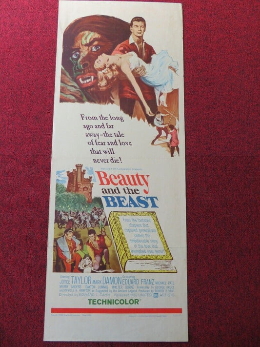 BEAUTY AND THE BEAST US INSERT (14"x 36") POSTER JOYCE TAYLOR MARK DAMON 1962 Movie posters