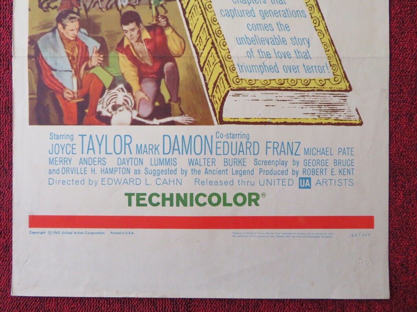 BEAUTY AND THE BEAST US INSERT (14"x 36") POSTER JOYCE TAYLOR MARK DAMON 1962 Movie posters