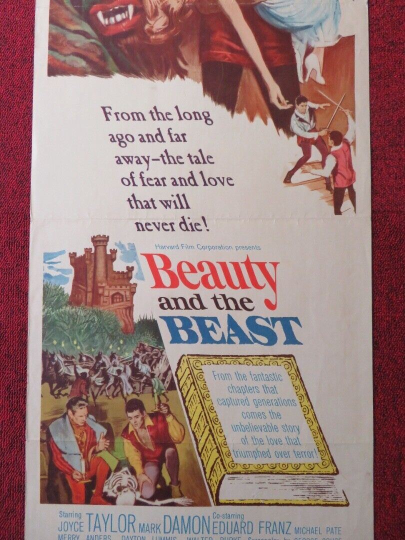 BEAUTY AND THE BEAST US INSERT (14"x 36") POSTER JOYCE TAYLOR MARK DAMON 1962 Movie posters