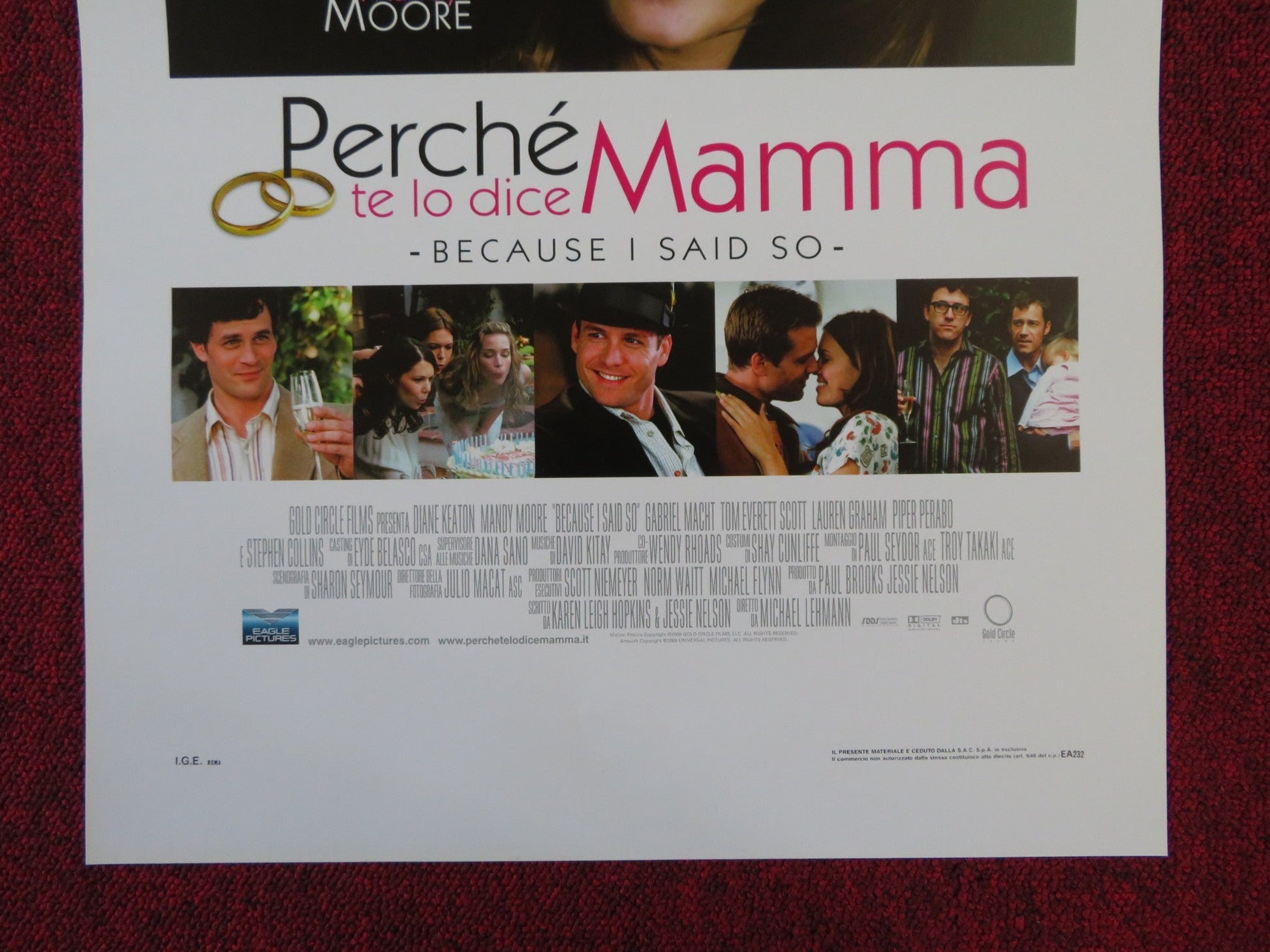 BECAUSE I SAID SO ITALIAN LOCANDINA POSTER DIANE KEATON MANDY MOORE 2007 Rendezvous Cinema Movie posters