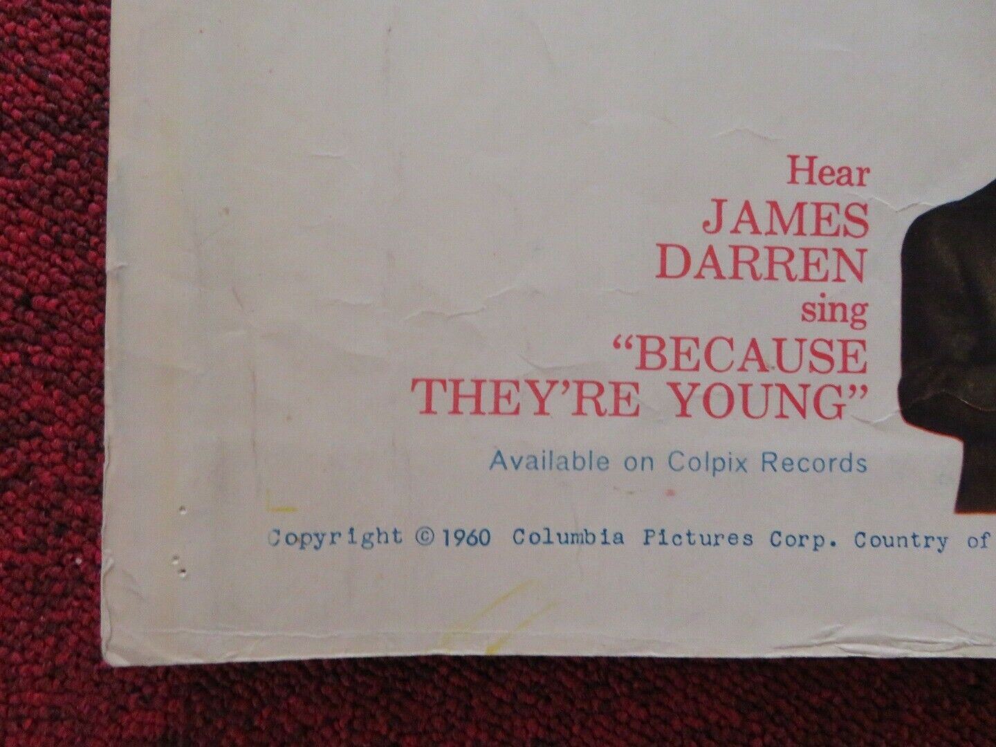 BECAUSE THEY'RE YOUNG STYLE B US HALF SHEET (22"x 28") POSTER DICK CLARK 1960 Movie posters