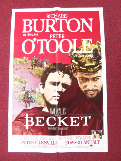 BECKET FOLDED US ONE SHEET POSTER RICHARD BURTON PETER O'TOOLE 1964 Rendezvous Cinema Movie posters
