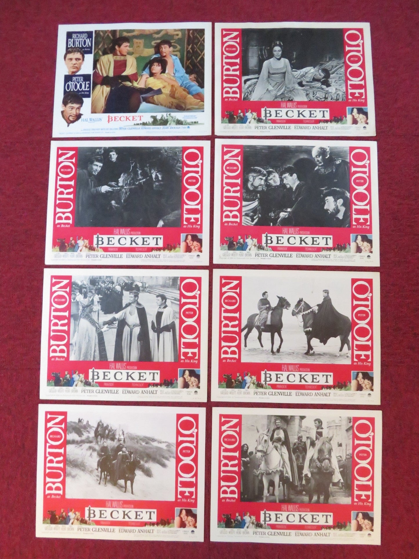 BECKET US LOBBY CARD FULL SET RICHARD BURTON PETEER O'TOOLE 1964 Rendezvous Cinema Movie posters