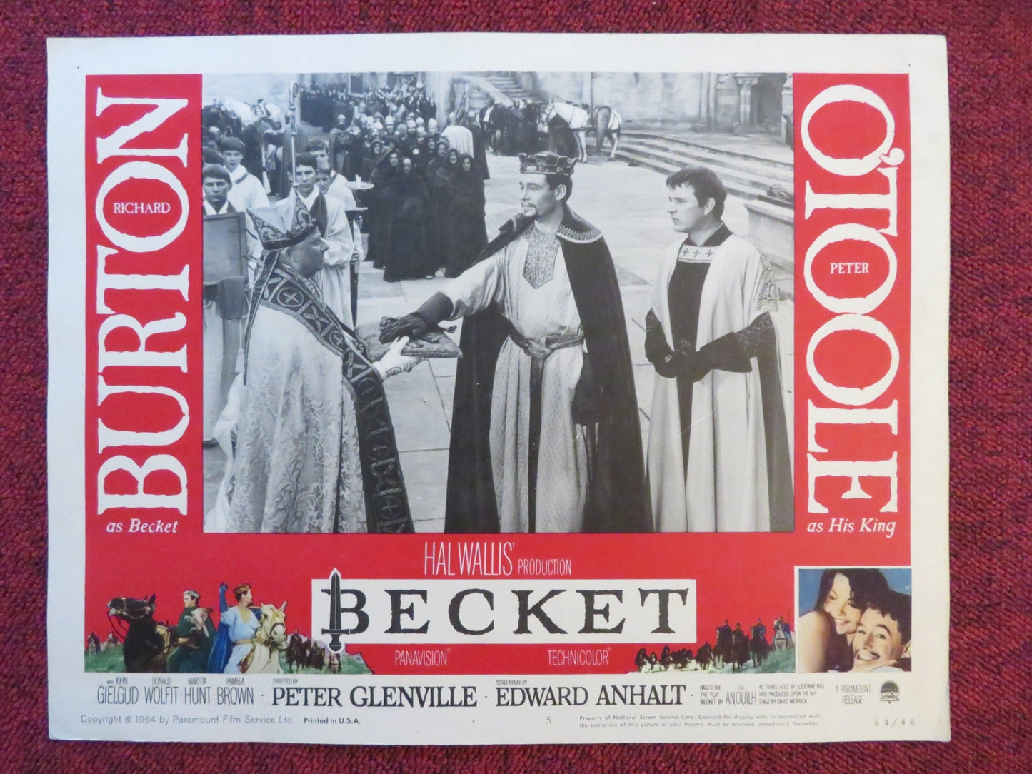 BECKET US LOBBY CARD FULL SET RICHARD BURTON PETEER O'TOOLE 1964 Rendezvous Cinema Movie posters