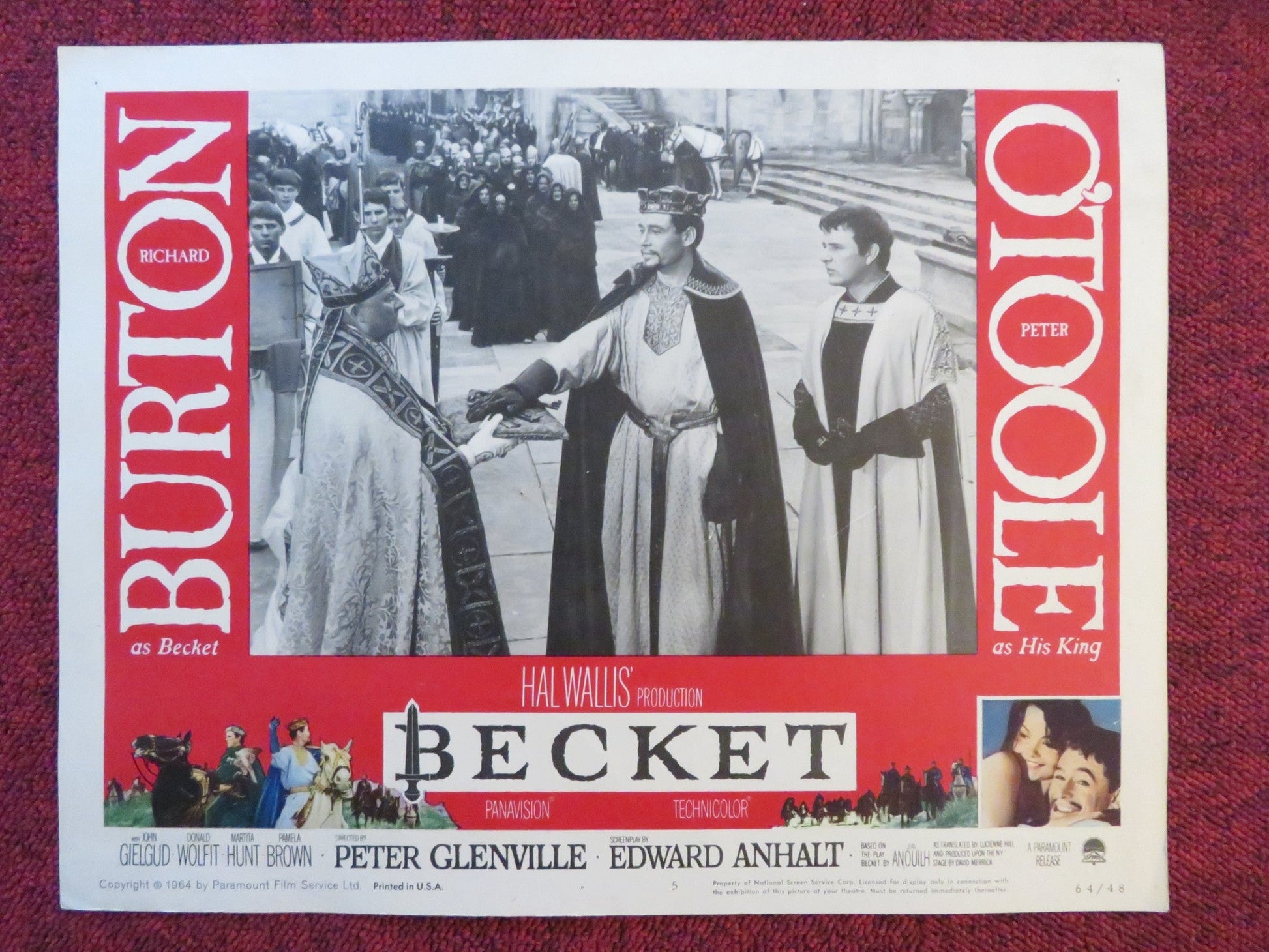 BECKET US LOBBY CARD FULL SET RICHARD BURTON PETEER O'TOOLE 1964 Rendezvous Cinema Movie posters