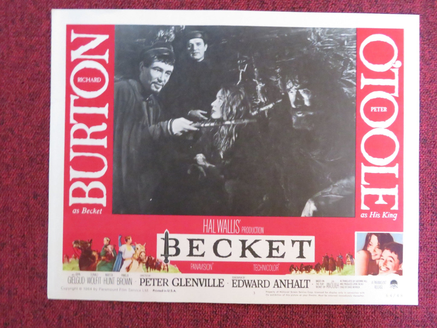 BECKET US LOBBY CARD FULL SET RICHARD BURTON PETEER O'TOOLE 1964 Rendezvous Cinema Movie posters