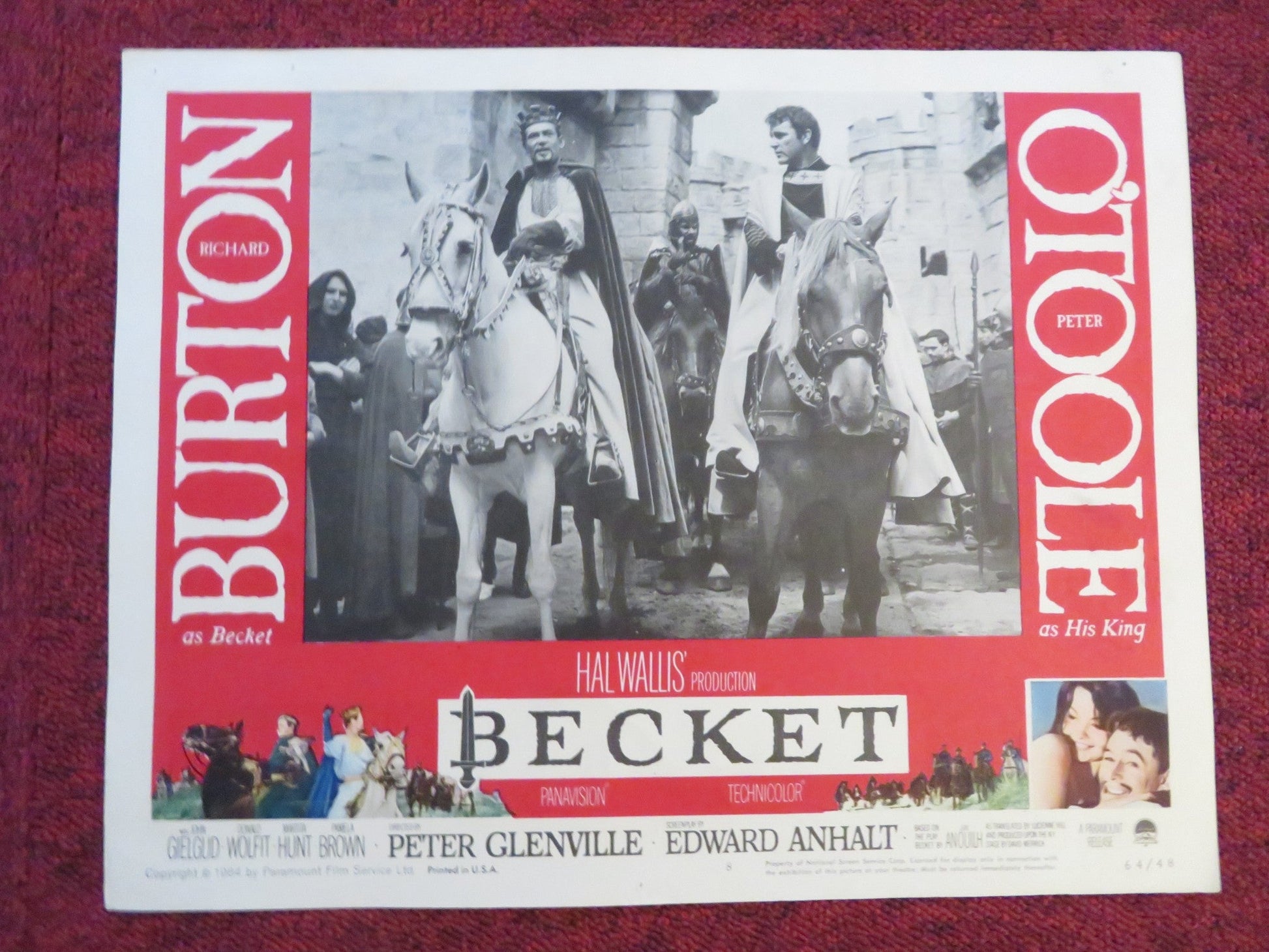 BECKET US LOBBY CARD FULL SET RICHARD BURTON PETEER O'TOOLE 1964 Rendezvous Cinema Movie posters