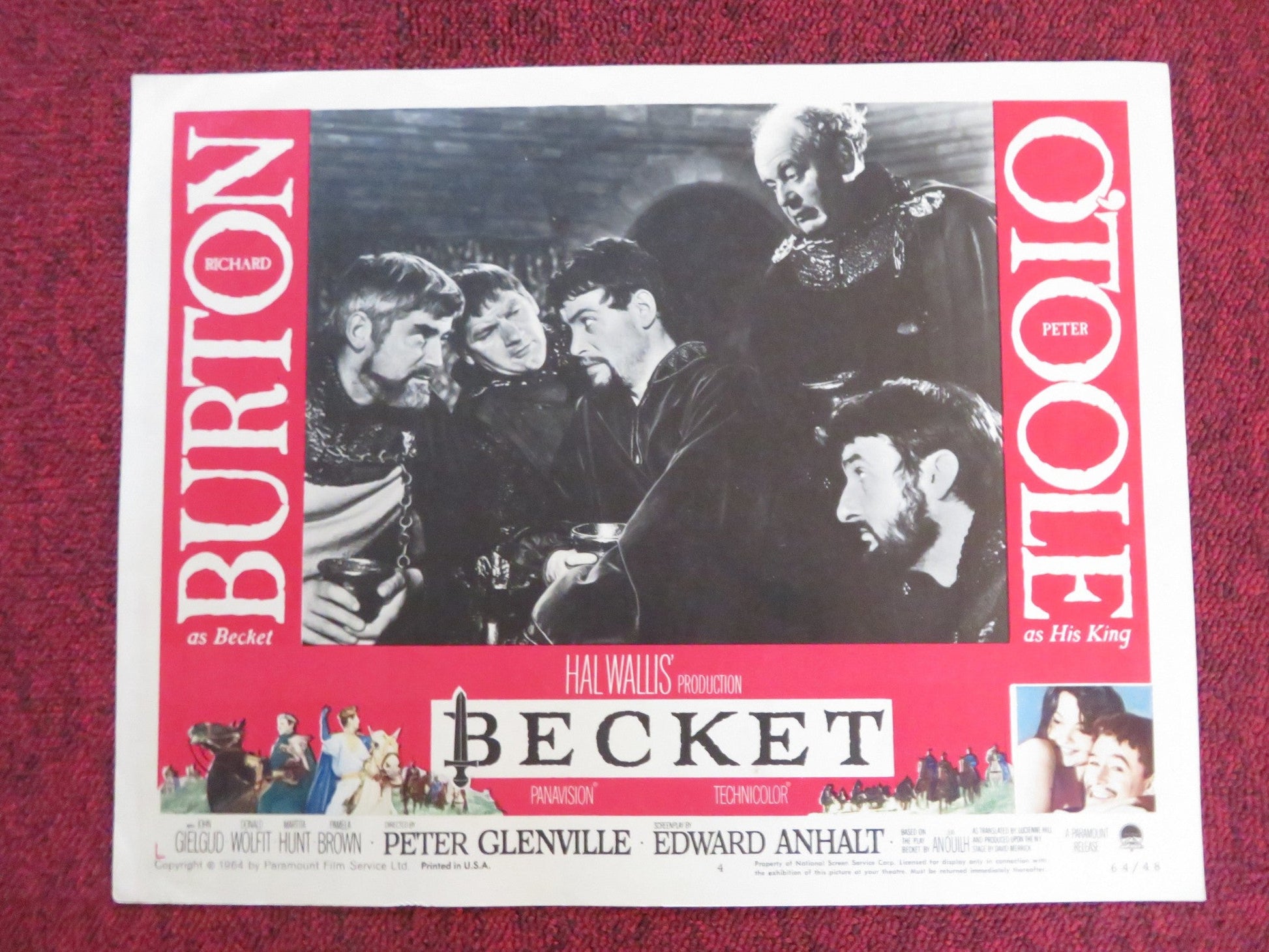 BECKET US LOBBY CARD FULL SET RICHARD BURTON PETEER O'TOOLE 1964 Rendezvous Cinema Movie posters