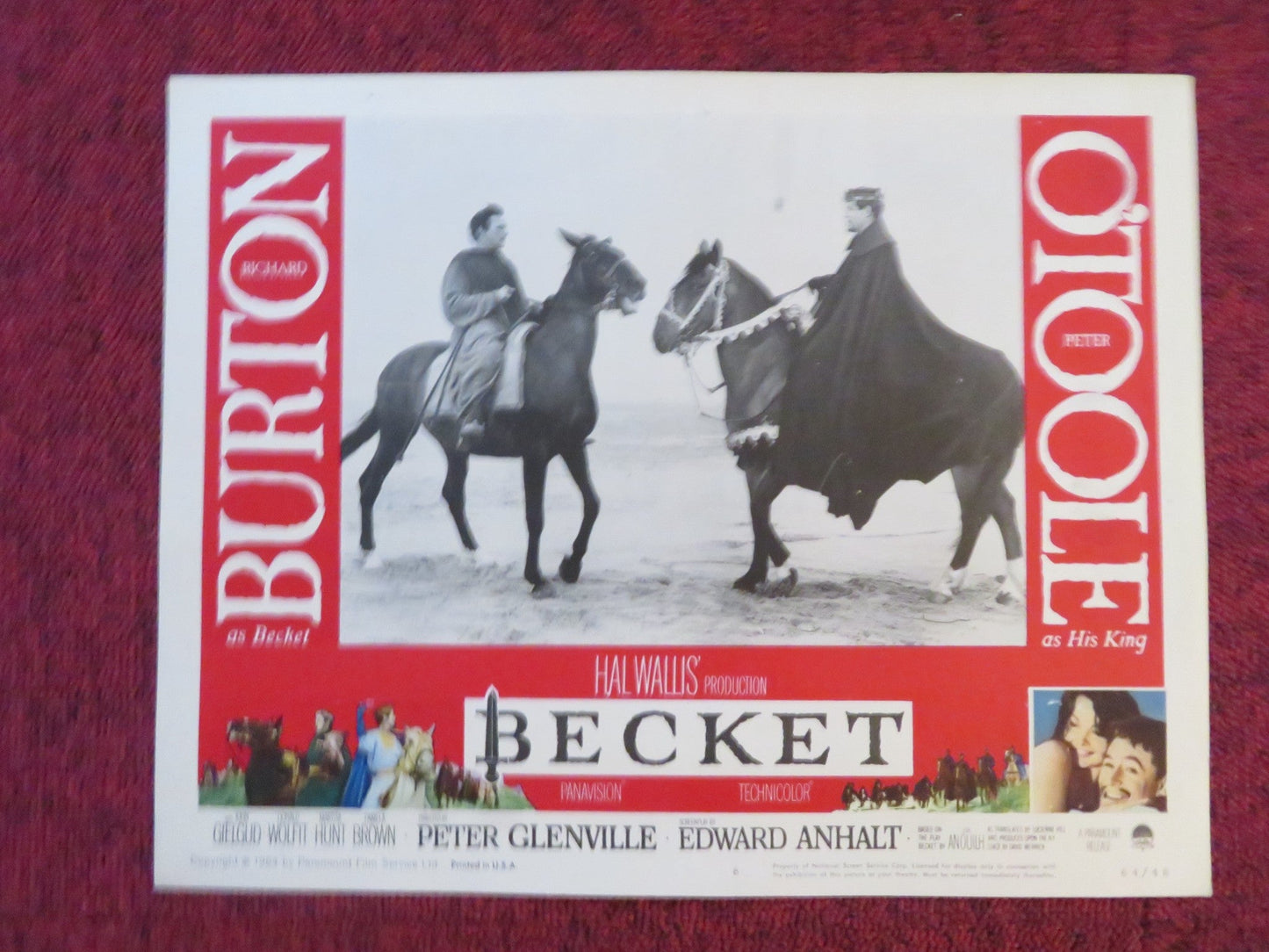 BECKET US LOBBY CARD FULL SET RICHARD BURTON PETEER O'TOOLE 1964 Rendezvous Cinema Movie posters