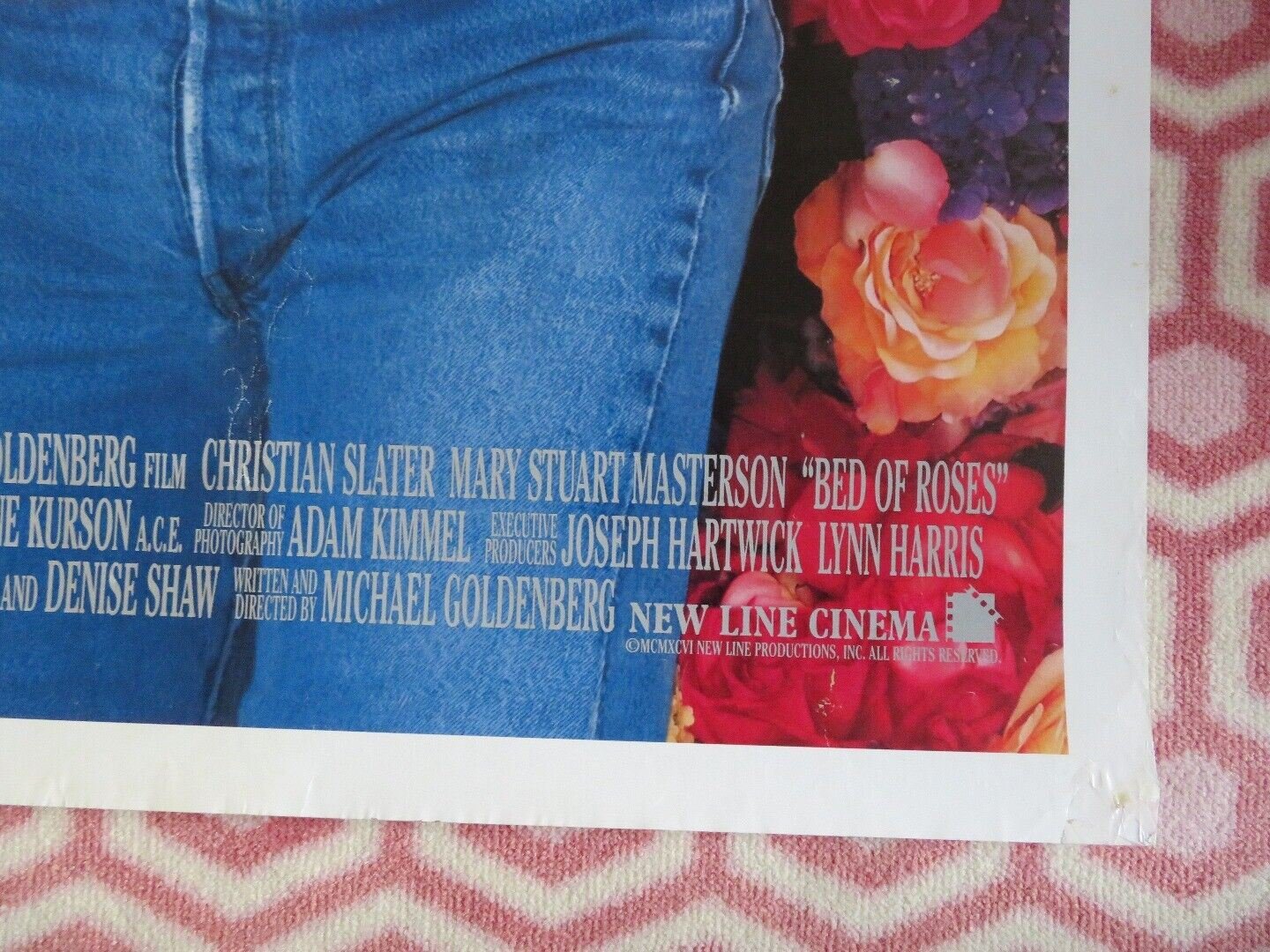 BED OF ROSES ONE SHEET ROLLED POSTER CHRISTIAN SLATER 1996 Movie posters