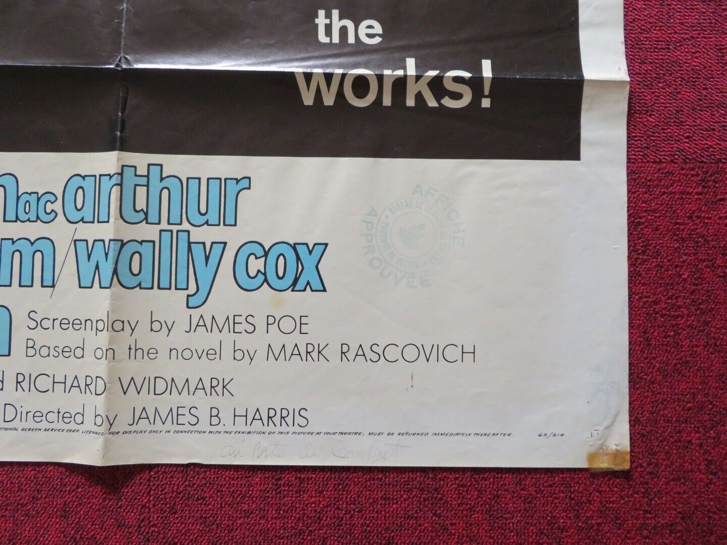 BEDFORD INCIDENT FOLDED US ONE SHEET POSTER RICHARD WIDMARK SIDNEY POITIER 1965 Movie posters