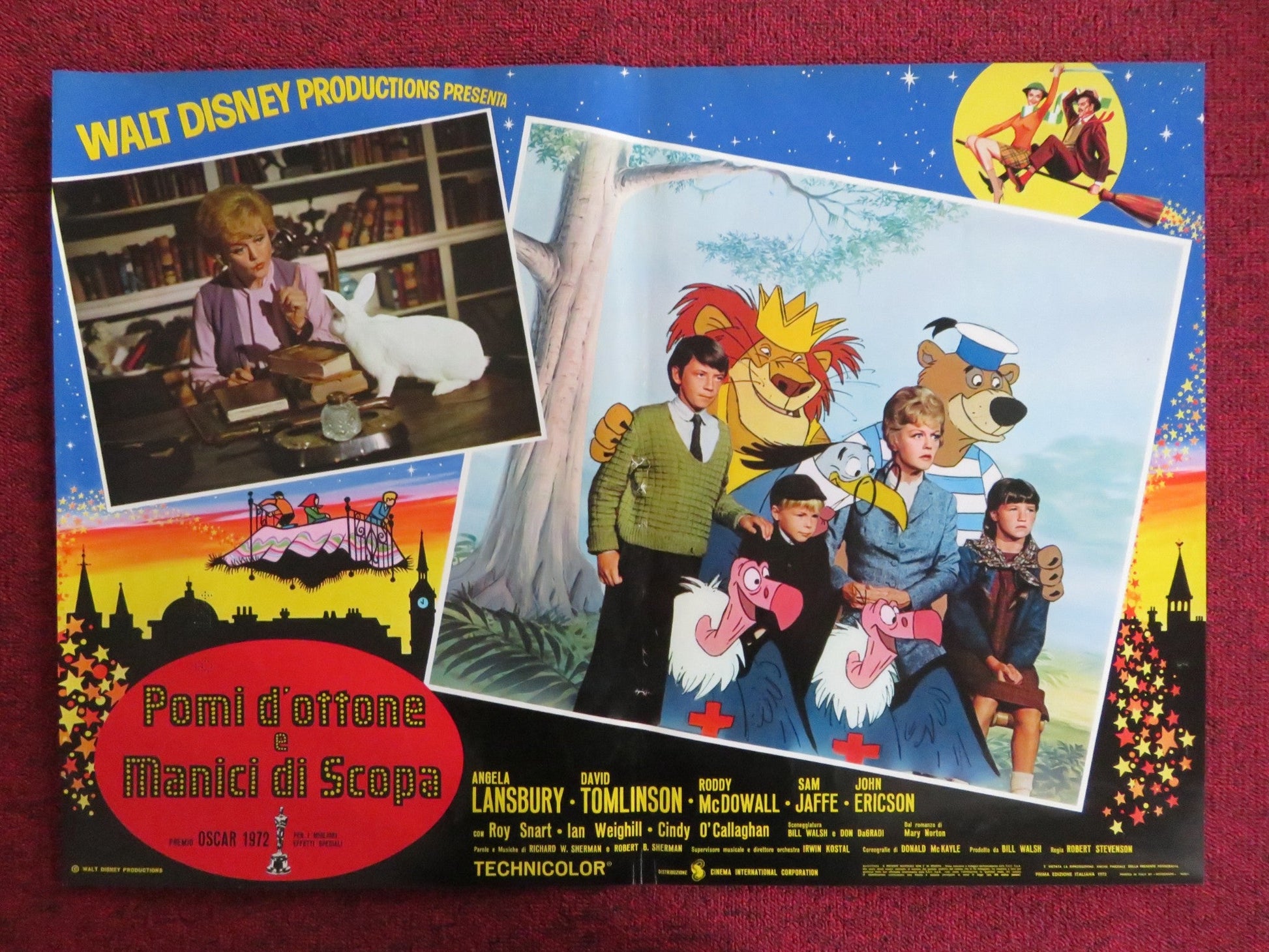 BEDKNOBS AND BROOMSTICKS - A ITALIAN FOTOBUSTA POSTER DISNEY A. LANSBURY 1972 Rendezvous Cinema Movie posters
