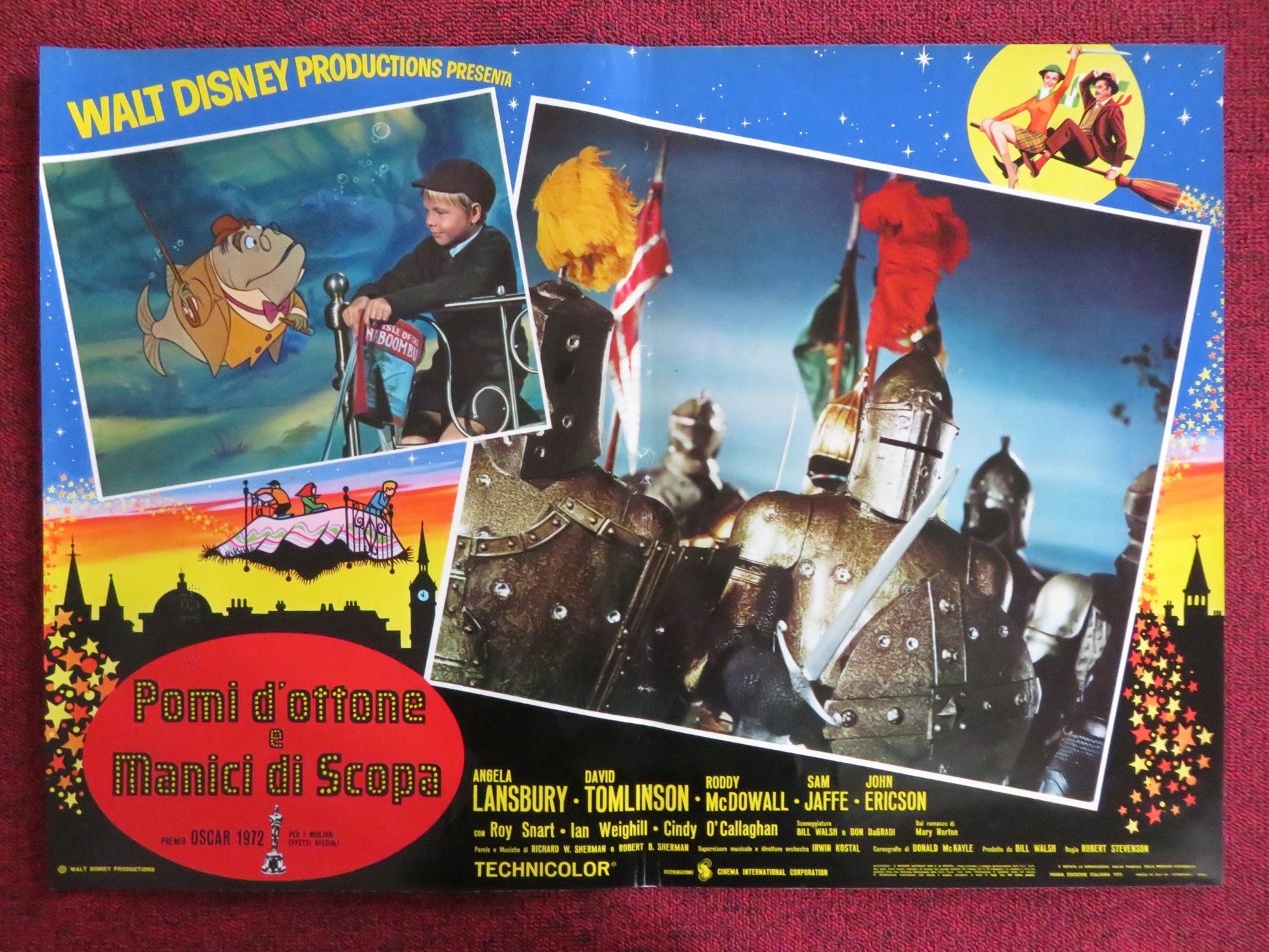 BEDKNOBS AND BROOMSTICKS - B ITALIAN FOTOBUSTA POSTER DISNEY A. LANSBURY 1972 Rendezvous Cinema Movie posters