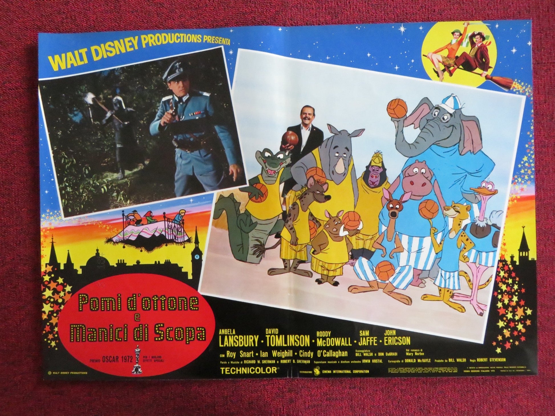 BEDKNOBS AND BROOMSTICKS - C ITALIAN FOTOBUSTA POSTER DISNEY A. LANSBURY 1972 Rendezvous Cinema Movie posters