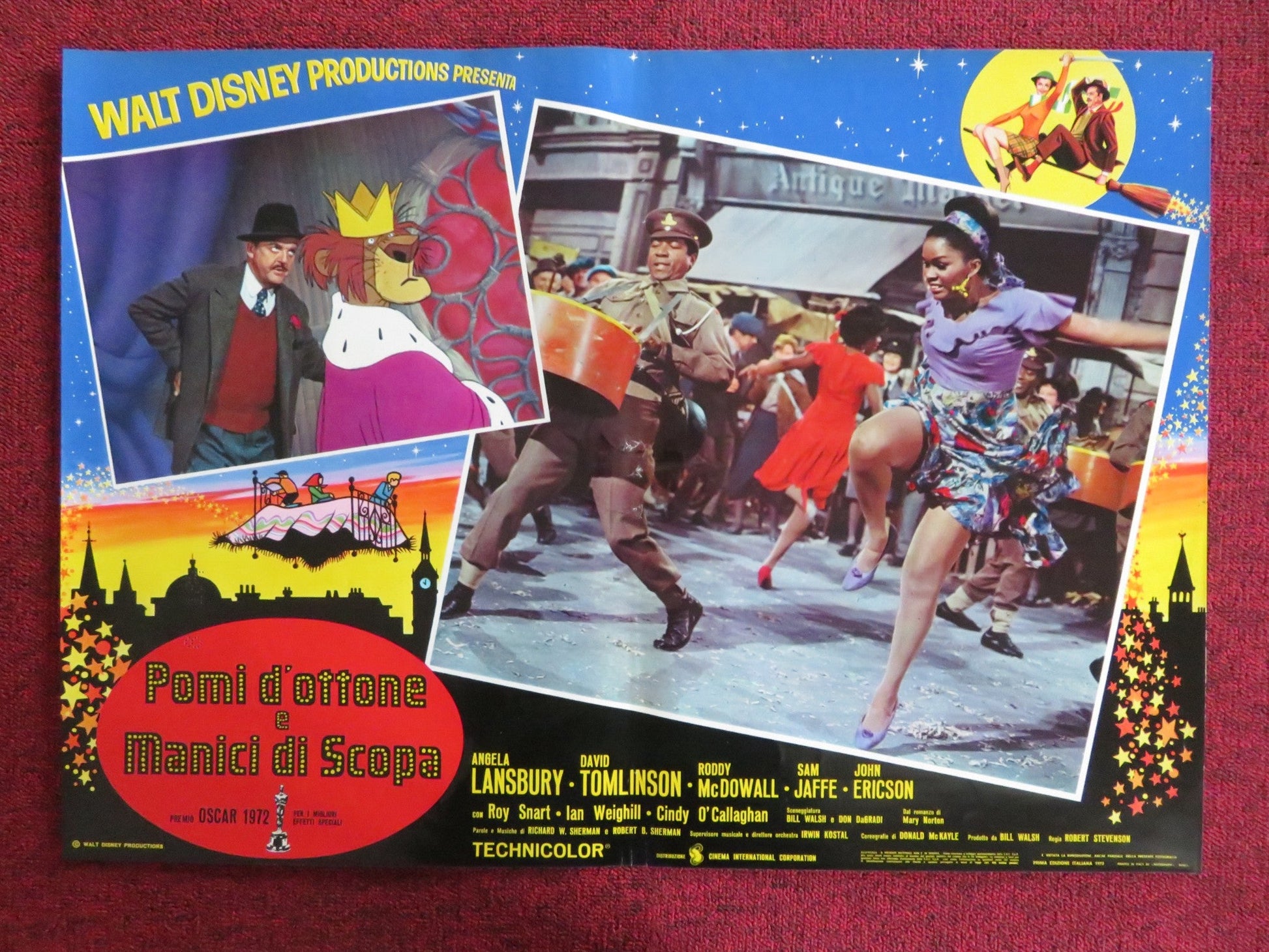 BEDKNOBS AND BROOMSTICKS - D ITALIAN FOTOBUSTA POSTER DISNEY A. LANSBURY 1972 Rendezvous Cinema Movie posters