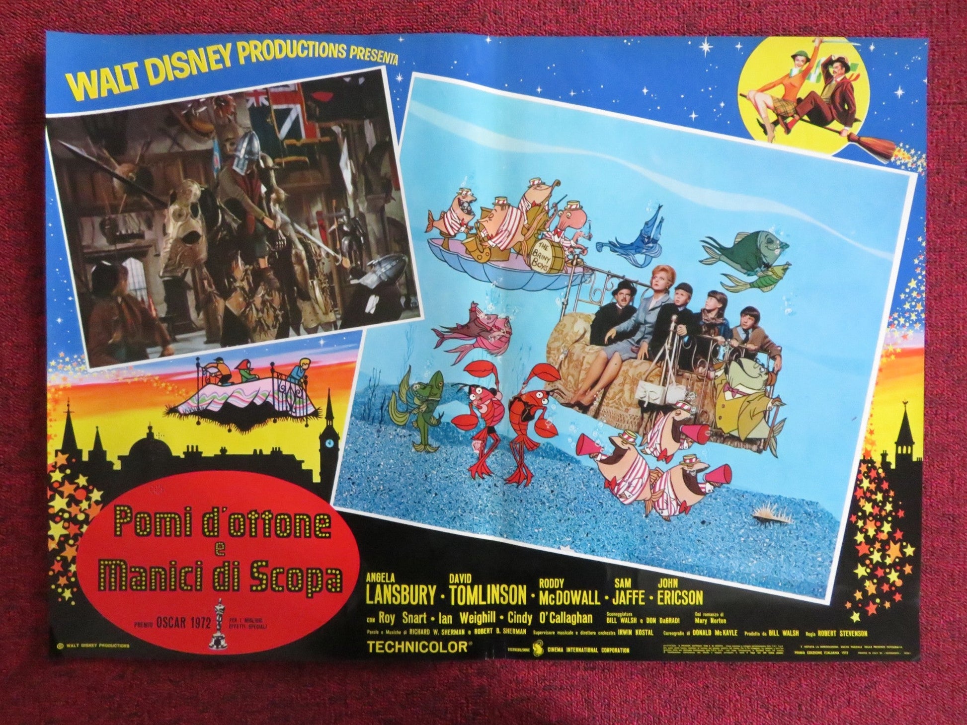 BEDKNOBS AND BROOMSTICKS - E ITALIAN FOTOBUSTA POSTER DISNEY A. LANSBURY 1972 Rendezvous Cinema Movie posters