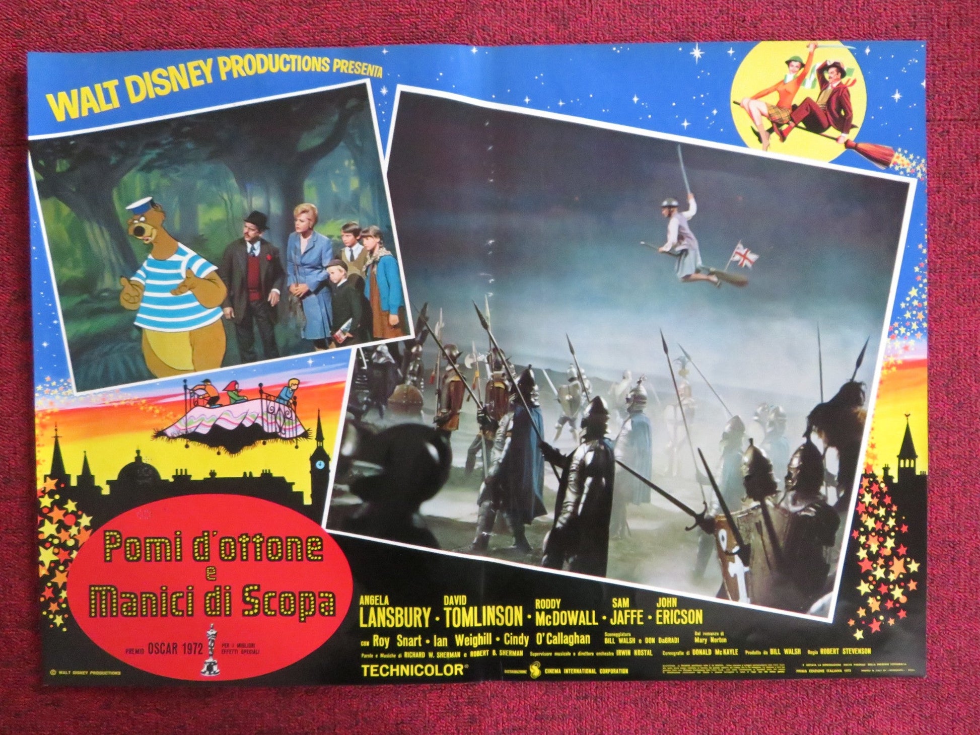 BEDKNOBS AND BROOMSTICKS - F ITALIAN FOTOBUSTA POSTER DISNEY A. LANSBURY 1972 Rendezvous Cinema Movie posters