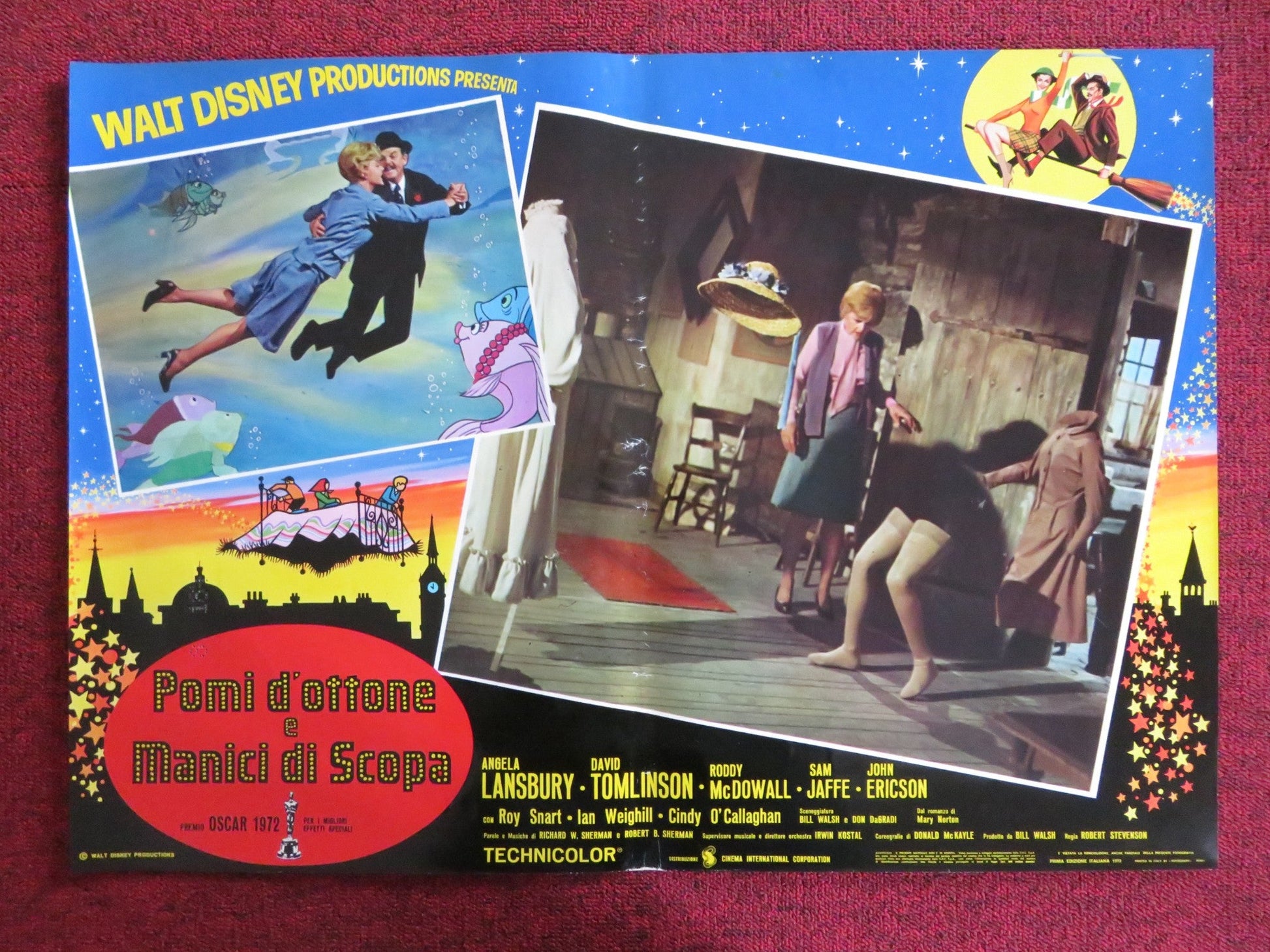 BEDKNOBS AND BROOMSTICKS - G ITALIAN FOTOBUSTA POSTER DISNEY A. LANSBURY 1972 Rendezvous Cinema Movie posters