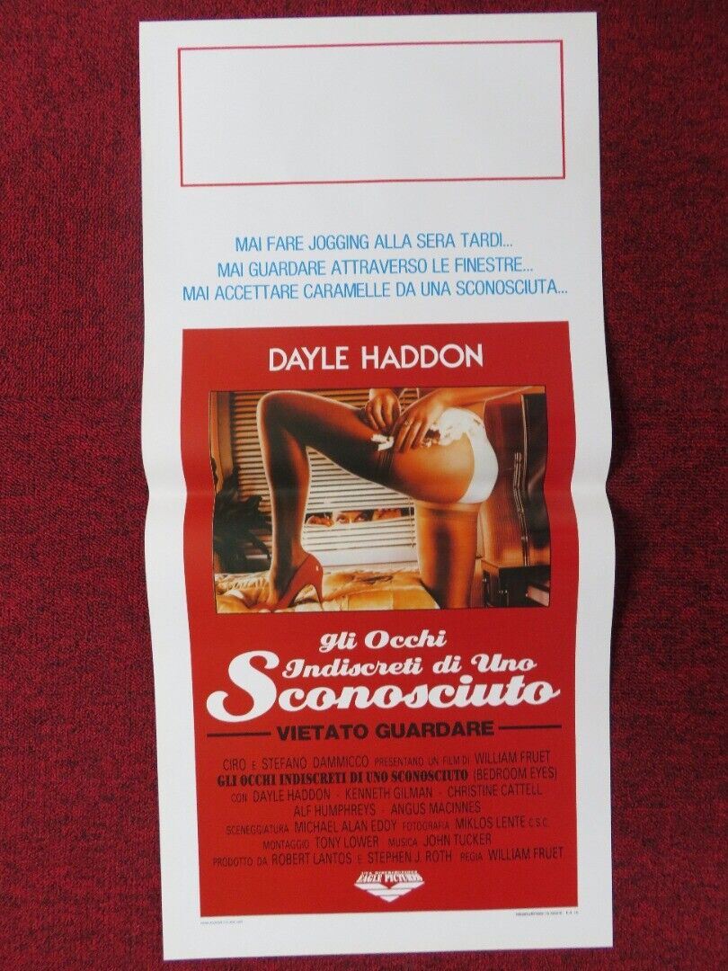 BEDROOM EYES ITALIAN LOCANDINA (27.5"x13") POSTER KIP GILMAN BARBARA LAW 1989 Movie posters