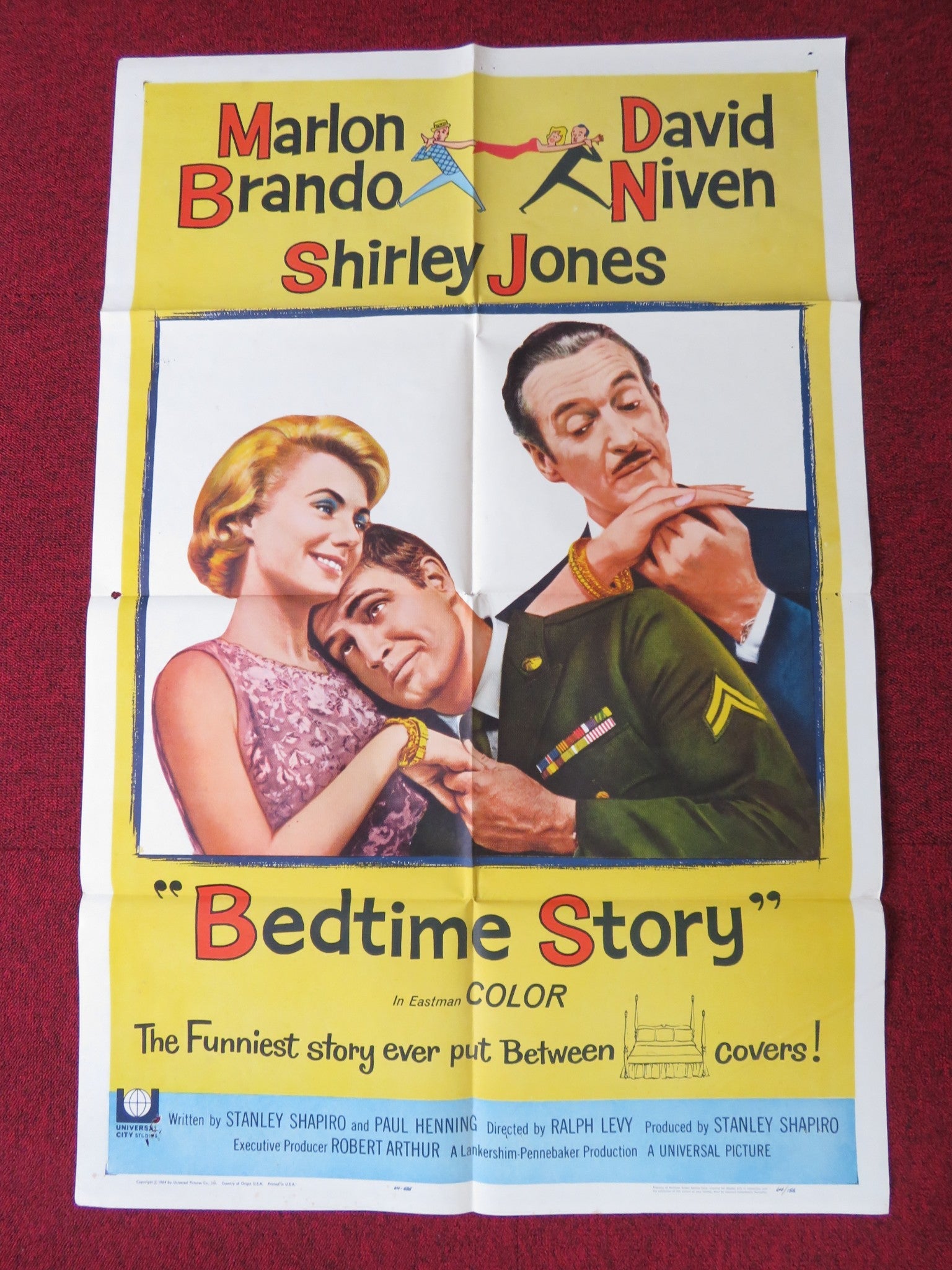 BEDTIME STORY FOLDED US ONE SHEET POSTER MARLON BRANDO DAVID NIVEN 1964 Rendezvous Cinema Movie posters