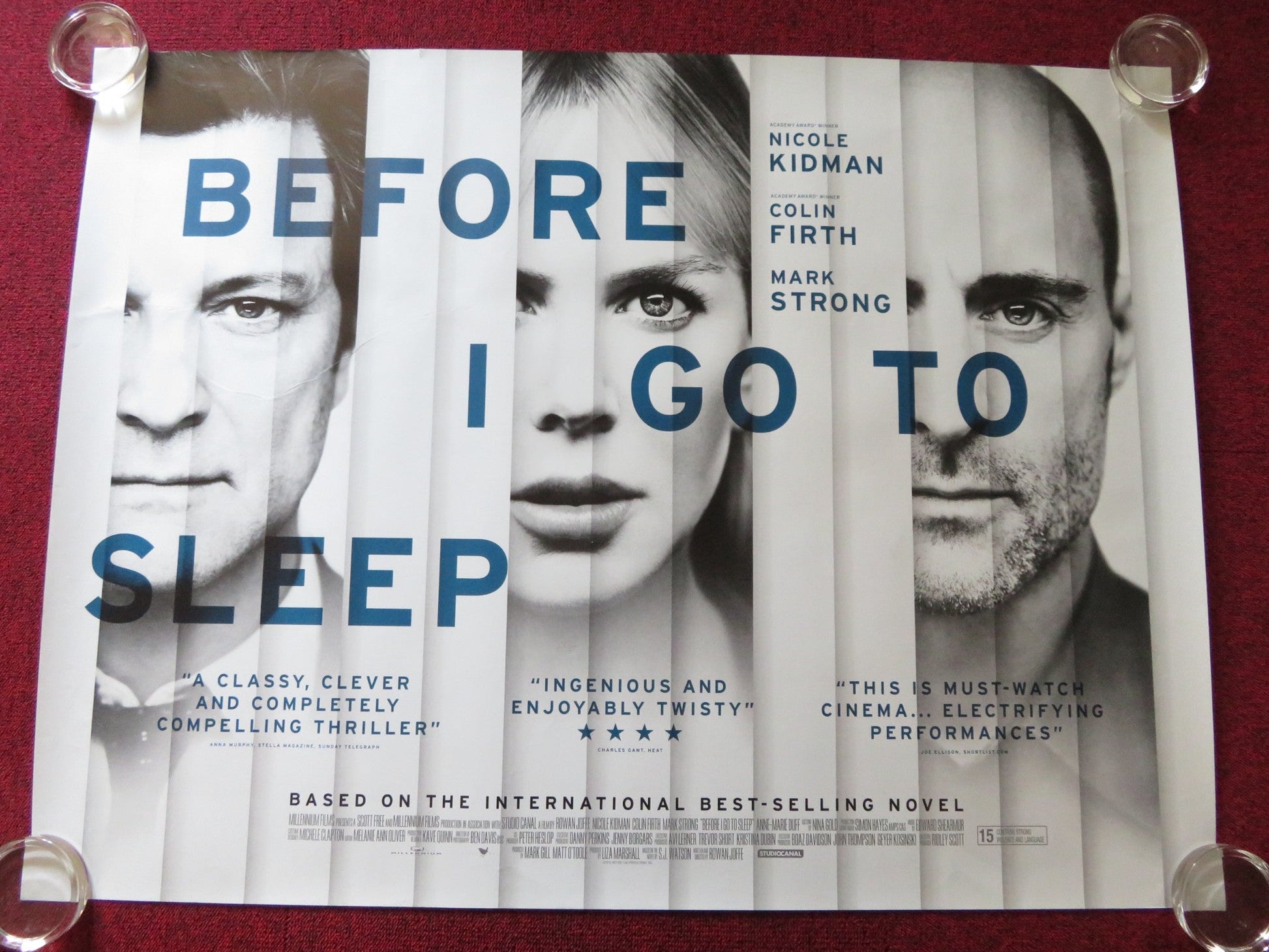BEFORE I GO TO SLEEP UK QUAD (30"x 40") ROLLED POSTER NICOLE KIDMAN 2014 Rendezvous Cinema Movie posters