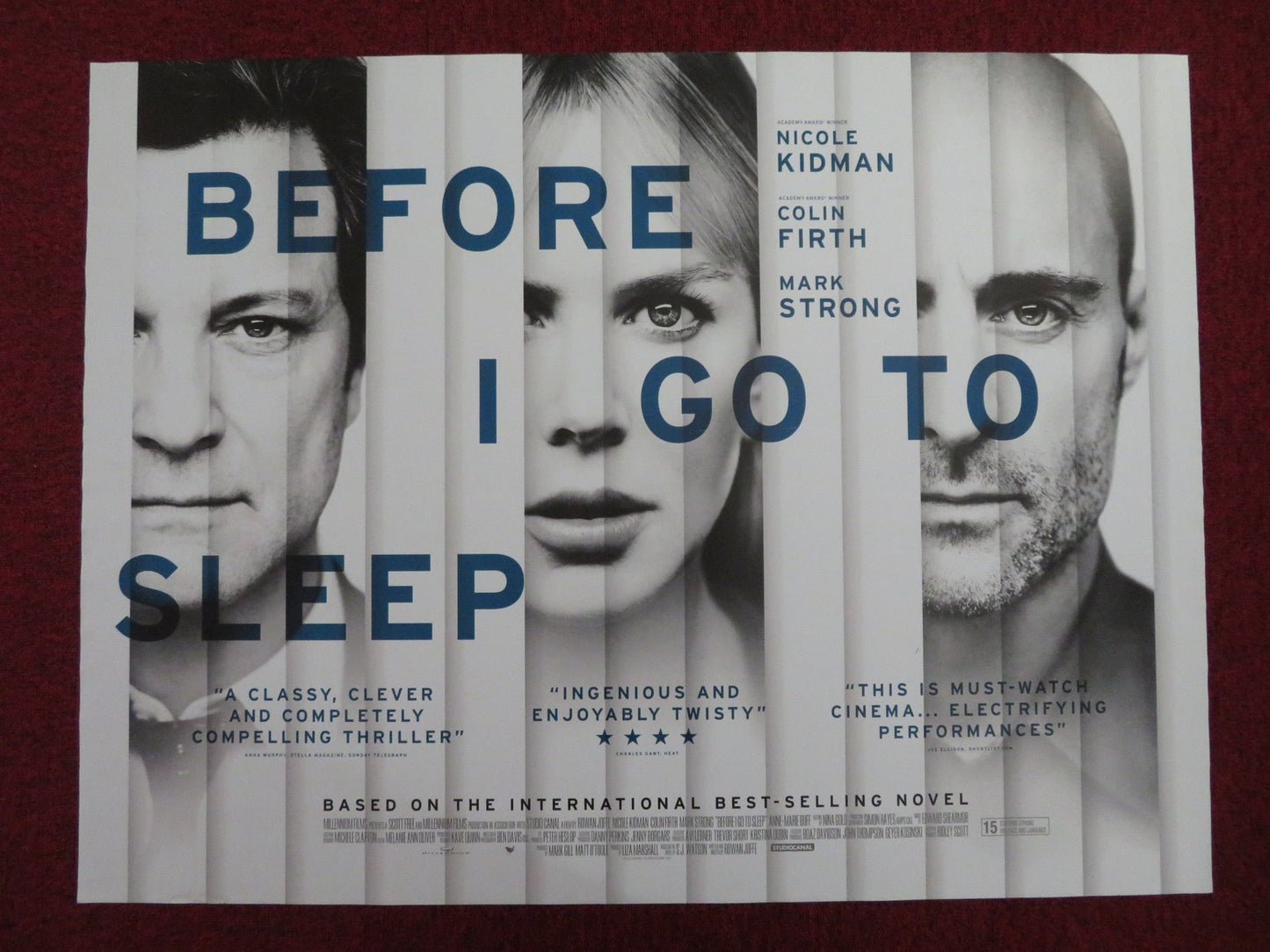 BEFORE I GO TO SLEEP UK QUAD (30"x 40") ROLLED POSTER NICOLE KIDMAN C.FIRTH 2014 Rendezvous Cinema Movie posters