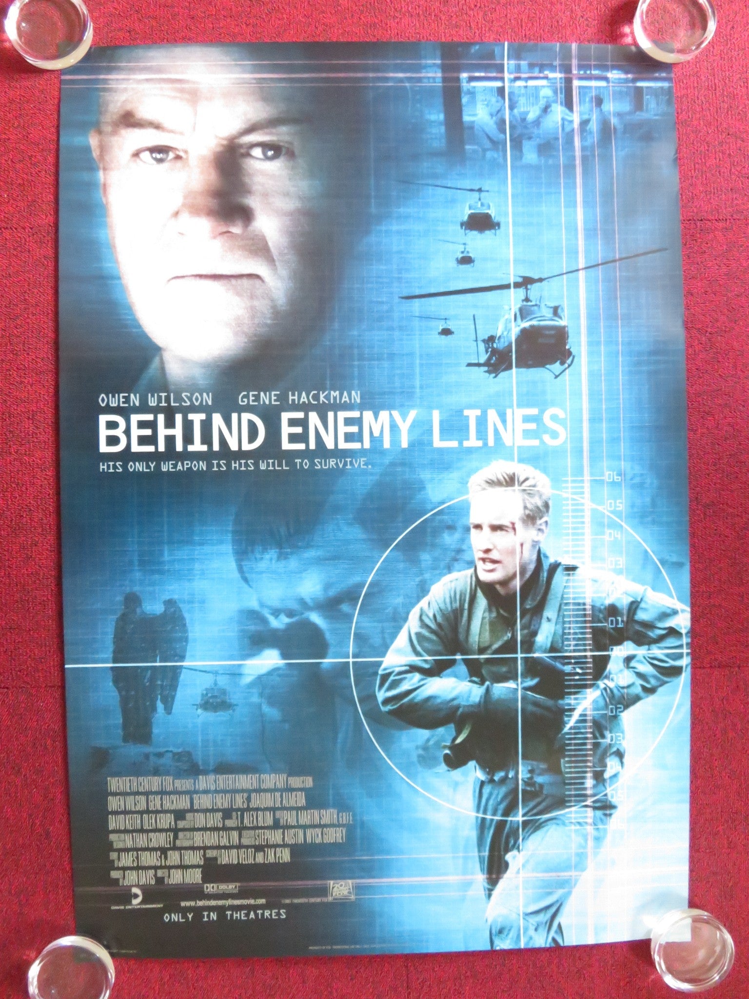 BEHIND ENEMY LINES US ONE SHEET ROLLED POSTER GENE HACKMAN OWEN WILSON 2001 Rendezvous Cinema Movie posters