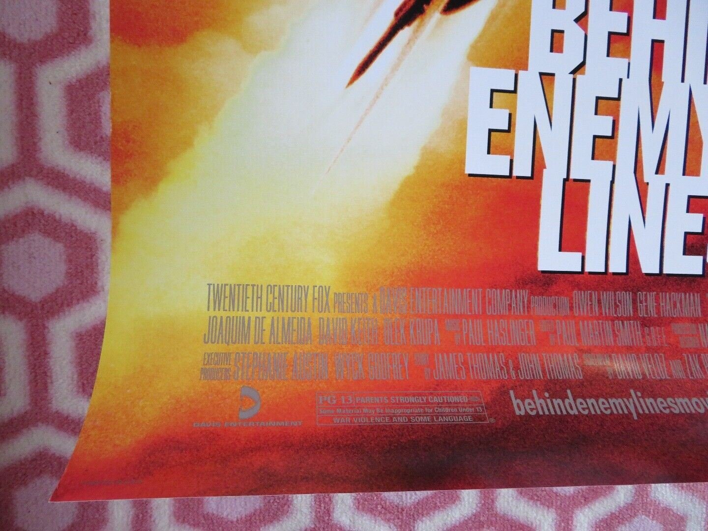 BEHIND ENEMY LINES VERSION B US ONE SHEET ROLLED POSTER OWEN WILSON 2001 Movie posters