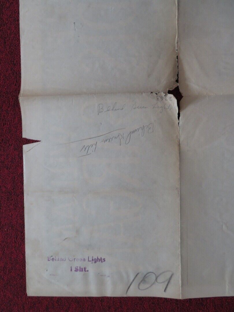 BEHIND GREEN LIGHTS FOLDED US ONE SHEET POSTER CAROLE LANDIS WILLIAM GARGAN '46 Movie posters