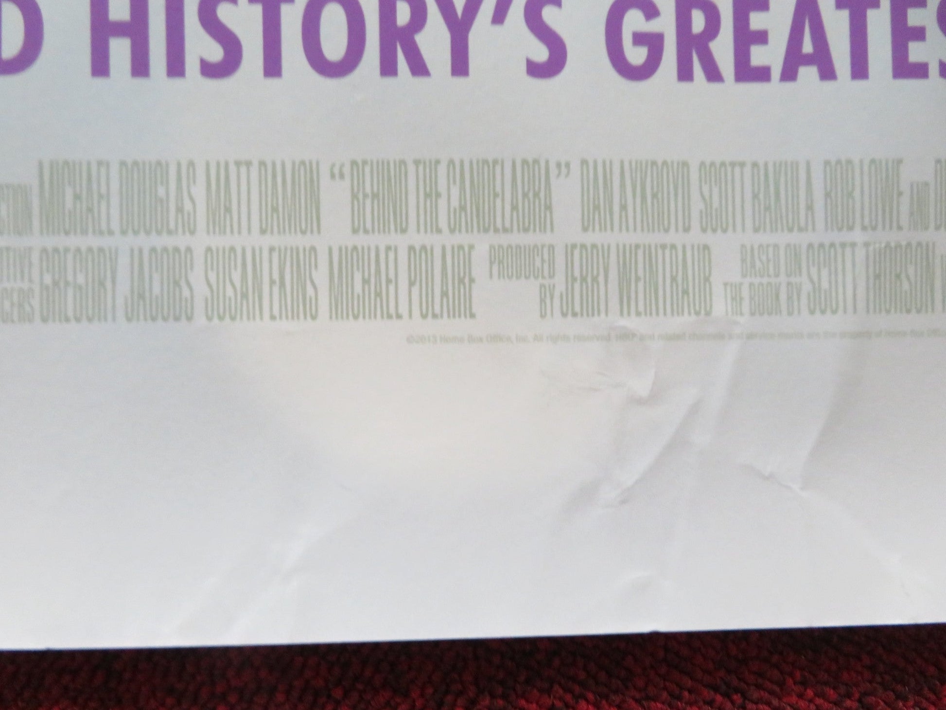 BEHIND THE CANDELABRA UK QUAD (30"x 40") ROLLED POSTER MICHAEL DOUGLAS 2013 Rendezvous Cinema Movie posters