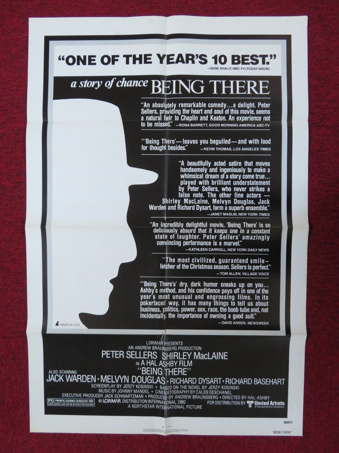 BEING THERE FOLDED US ONE SHEET POSTER PETER SELLERS SHIRLEY MACLAINE 1980 Rendezvous Cinema Movie posters