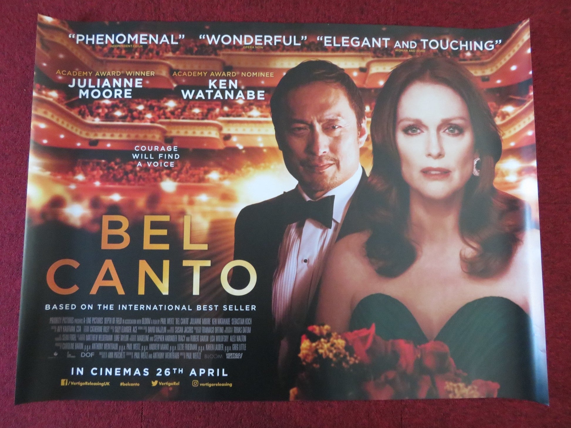 BEL CANTO UK QUAD (30"x 40") ROLLED POSTER JULIANNE MOORE KEN WATANABE 2018 Rendezvous Cinema Movie posters
