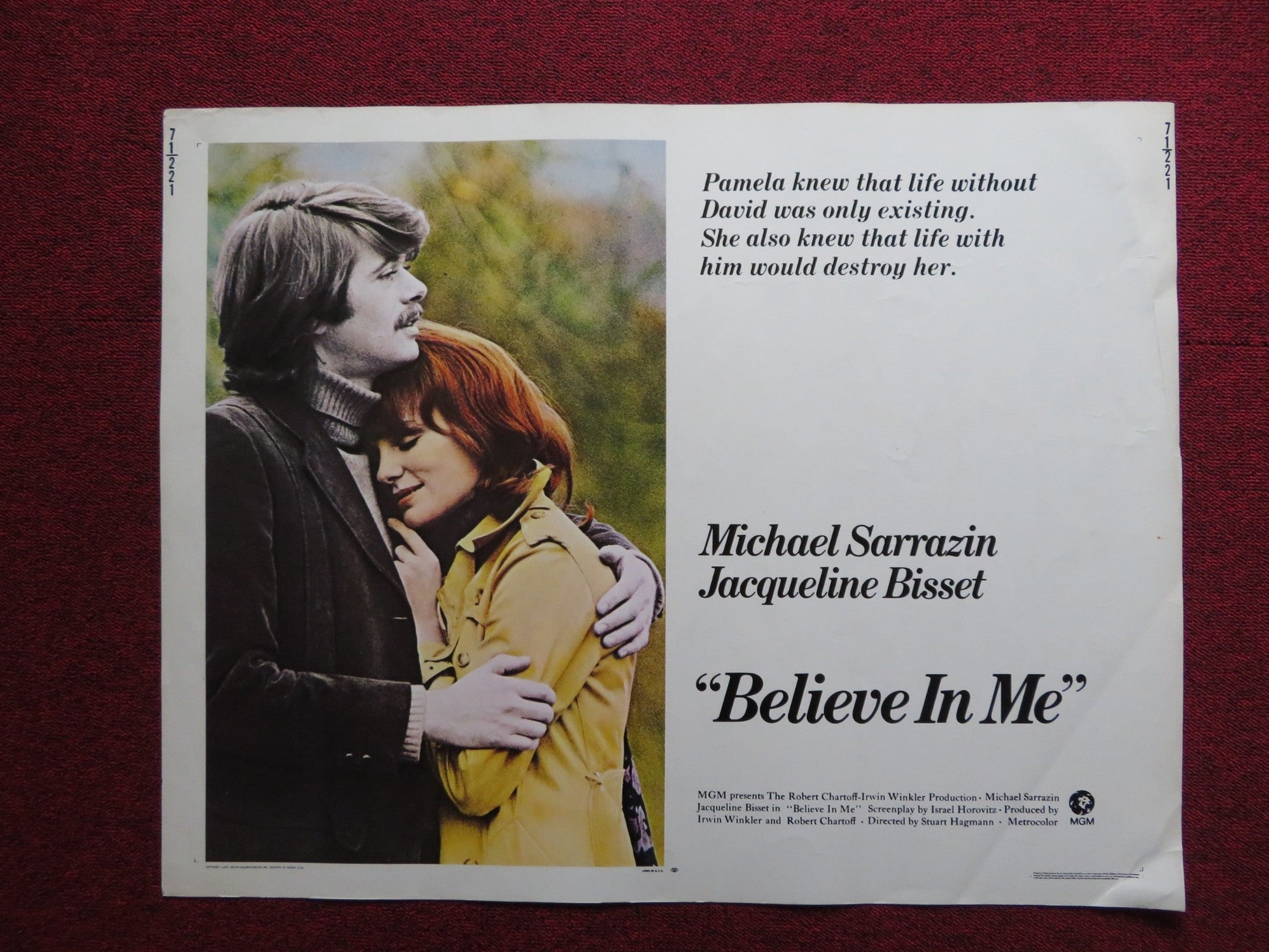 BELIEVE IN ME US HALF SHEET (22"x 28") POSTER MICHAEL SARRAZIN J. BISSET 1971 Rendezvous Cinema Movie posters