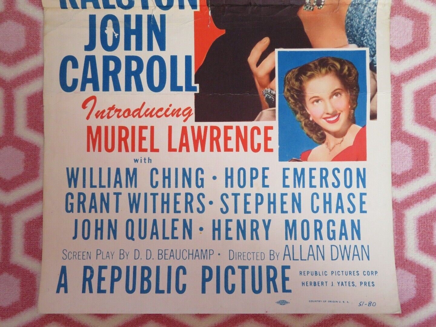 BELLE LE GRAND US INSERT (14"x 36") POSTER VERA RALSTON JOHN CARROLL 1951 Movie posters