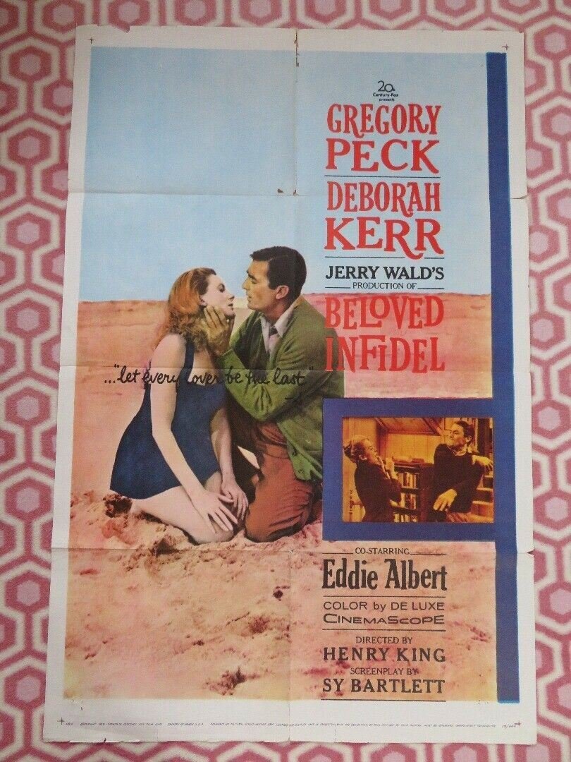 BELOVED INFIDEL FOLDED US ONE SHEET POSTER GREGORY PECK DEBORAH KERR 1959 Movie posters