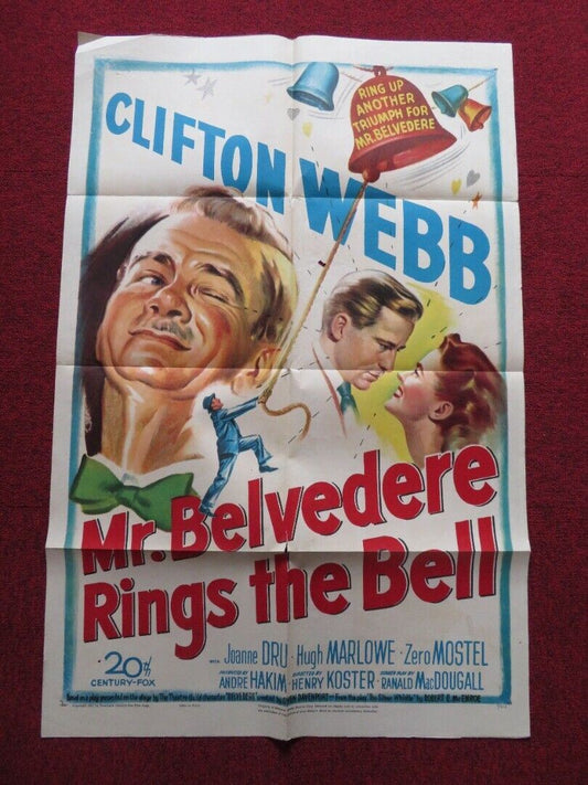 BELVEDERE RING THE BELL FOLDED US ONE SHEET POSTER CLIFTON WEBB JOANNE DRU 1951 Movie posters