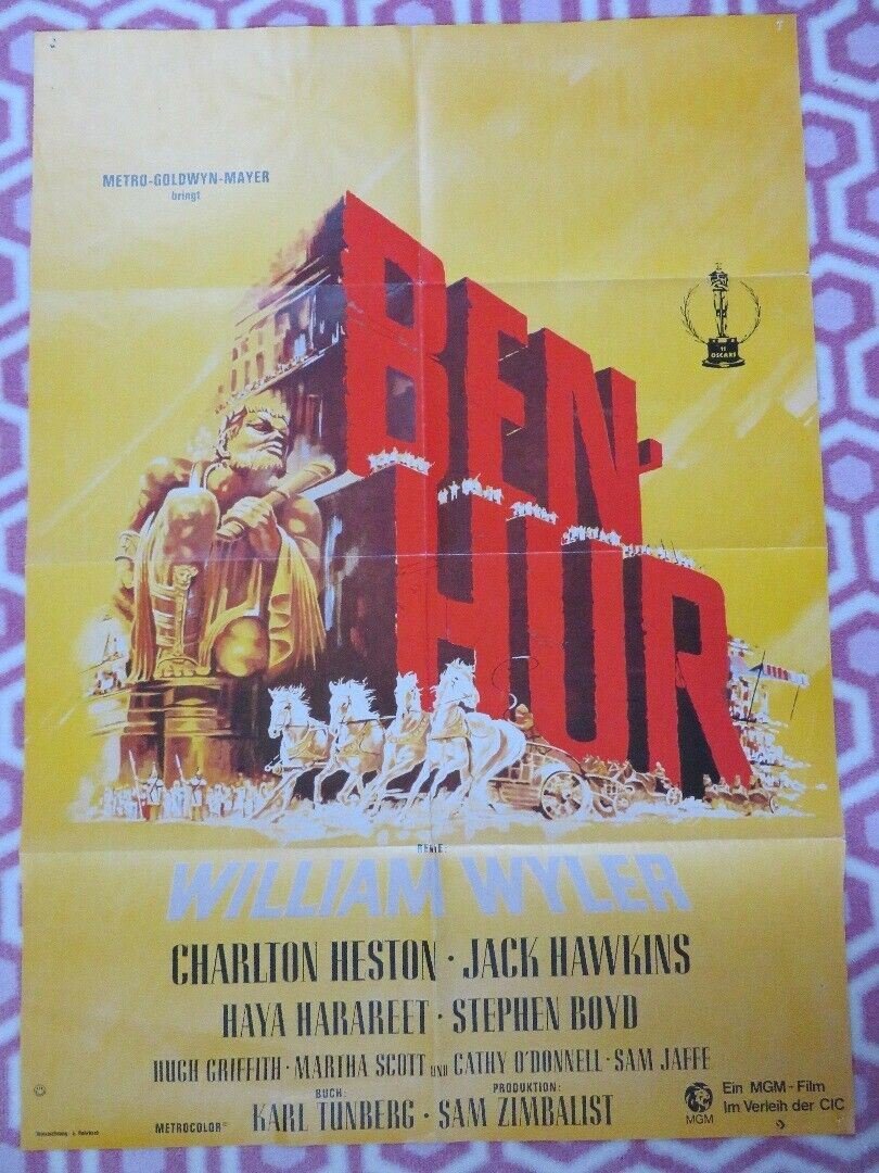 BEN HUR GERMAN A1 (33"x 23") POSTER CHARLTON HESTON WILLIAM WYLER 1959 Movie posters