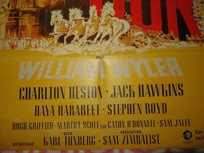 BEN HUR GERMAN A1 (33"x 23") POSTER CHARLTON HESTON WILLIAM WYLER 1959 Movie posters