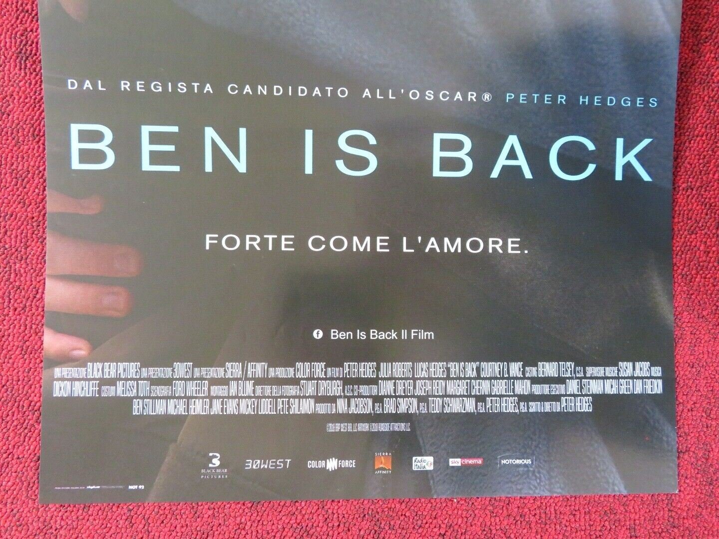 BEN IS BACK ITALIAN LOCANDINA (26.5"x12.5") POSTER JULIA ROBERTS 2018 Movie posters