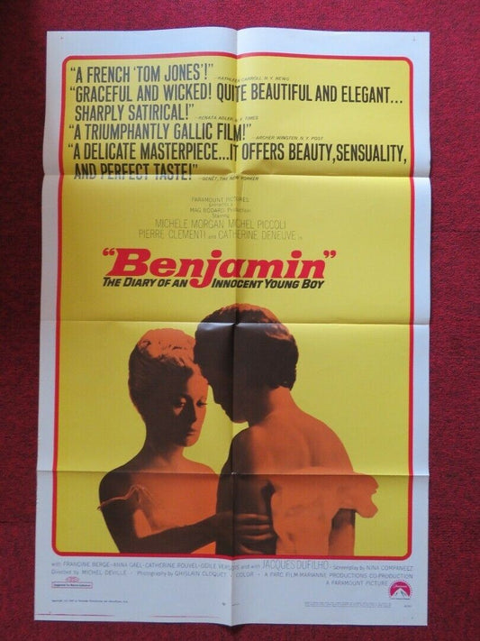 BENJAMIN FOLDED US ONE SHEET POSTER MICHELE MORGAN CATHERINE DENEUVE 1968 Movie posters
