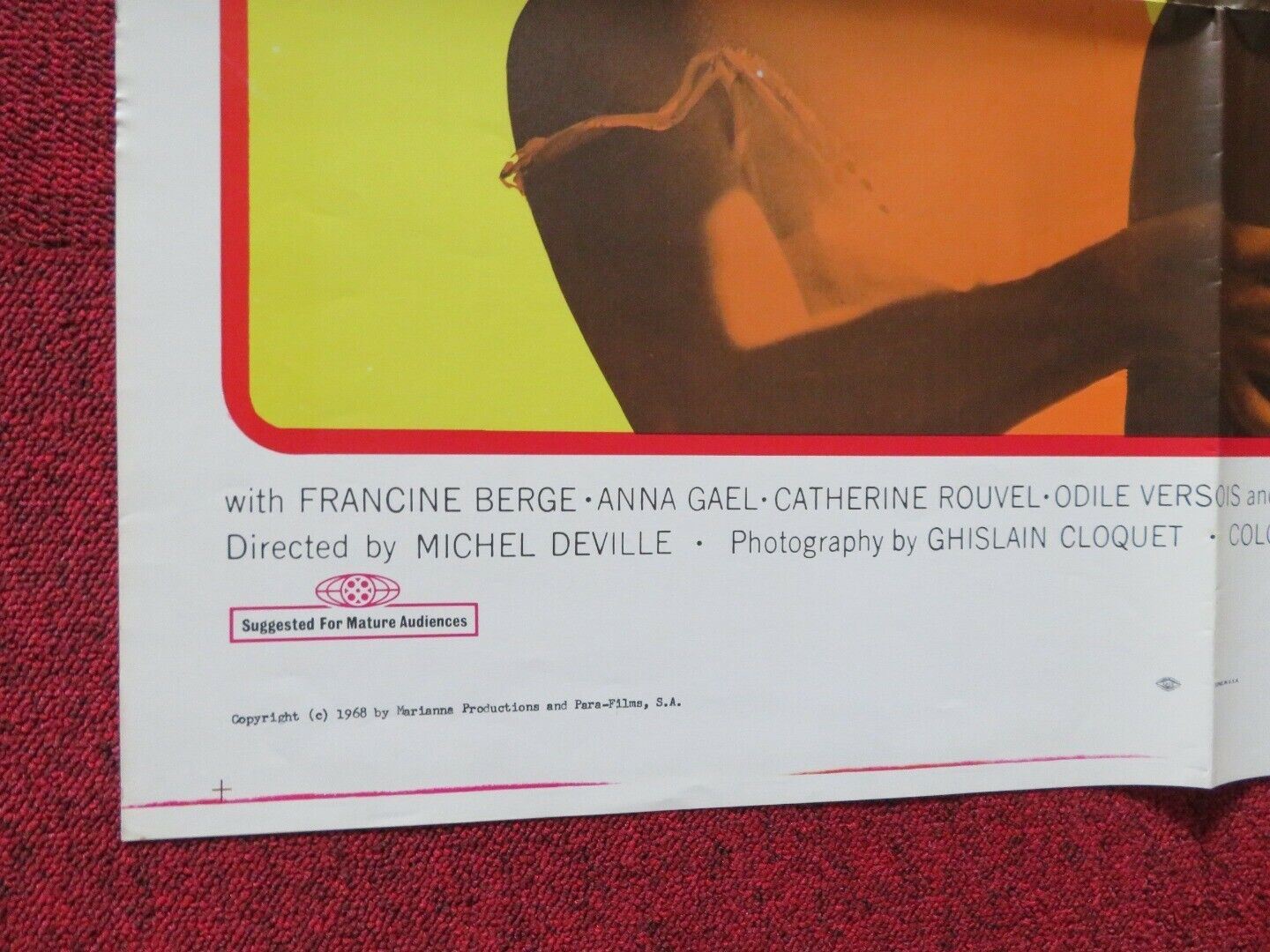 BENJAMIN FOLDED US ONE SHEET POSTER MICHELE MORGAN CATHERINE DENEUVE 1968 Movie posters